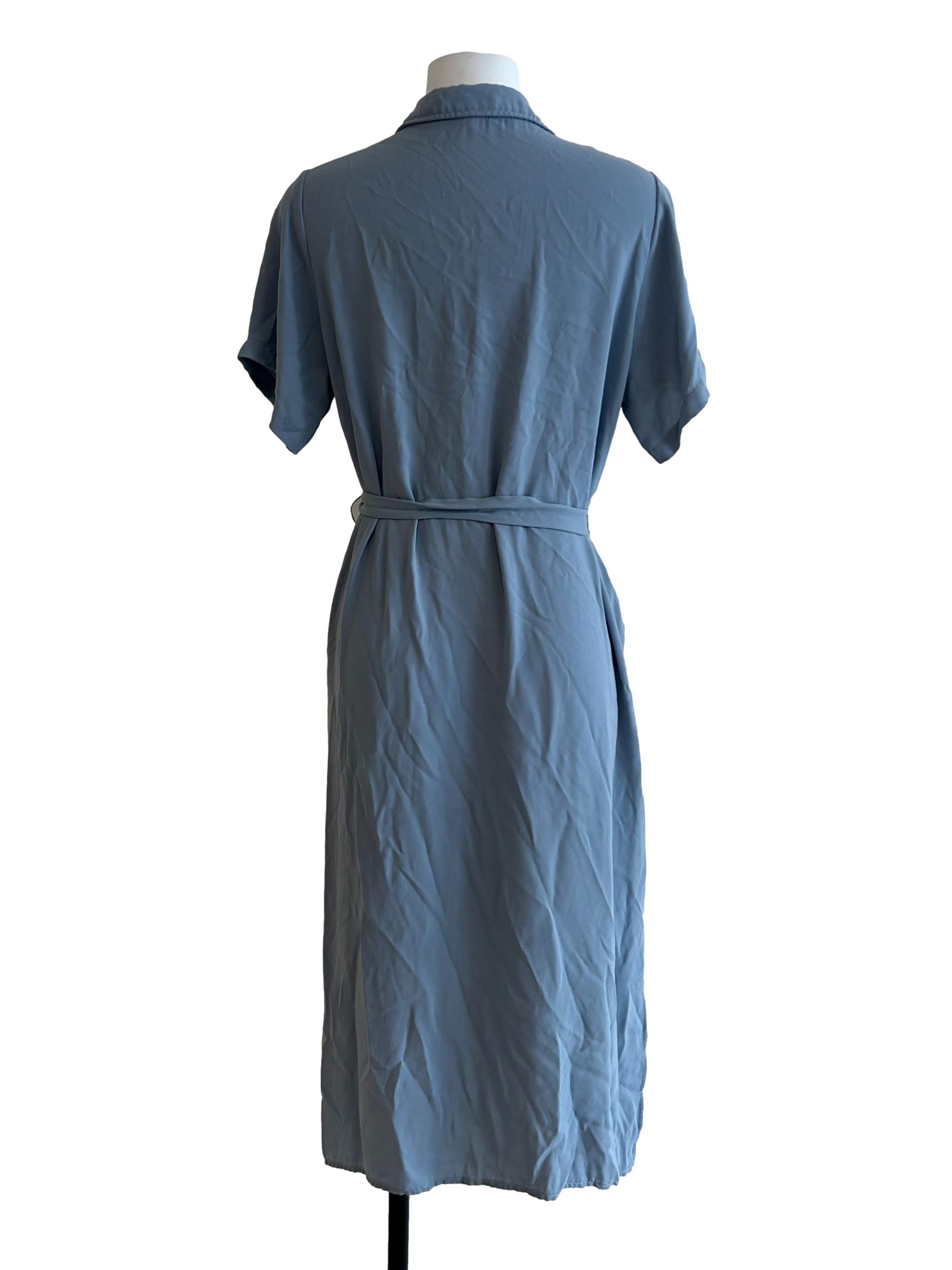 Dusty Blue Button Up Dress