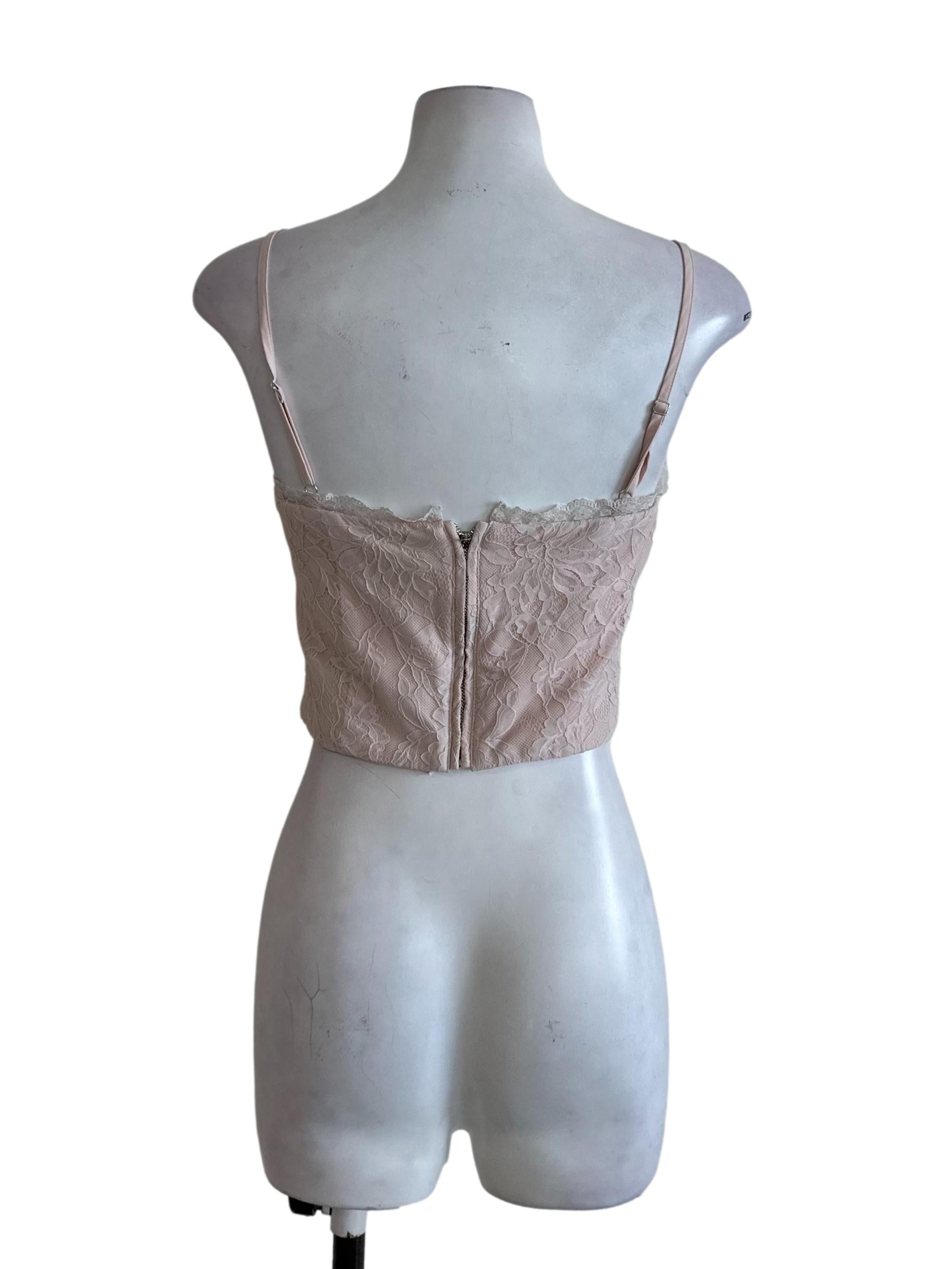 Ash Pink Lace Ribbon Top