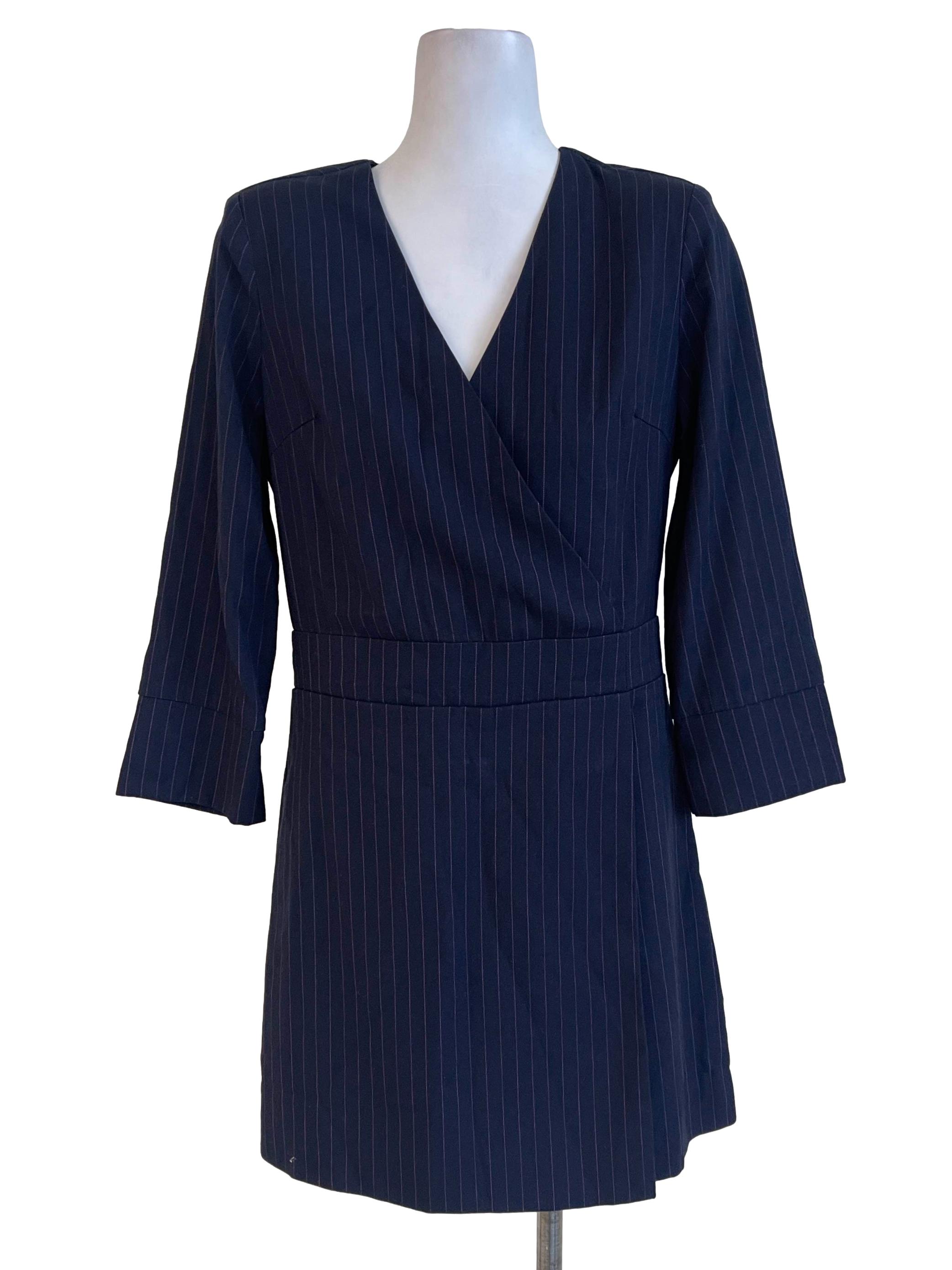 Blue Black Pencil Stripe Rompers