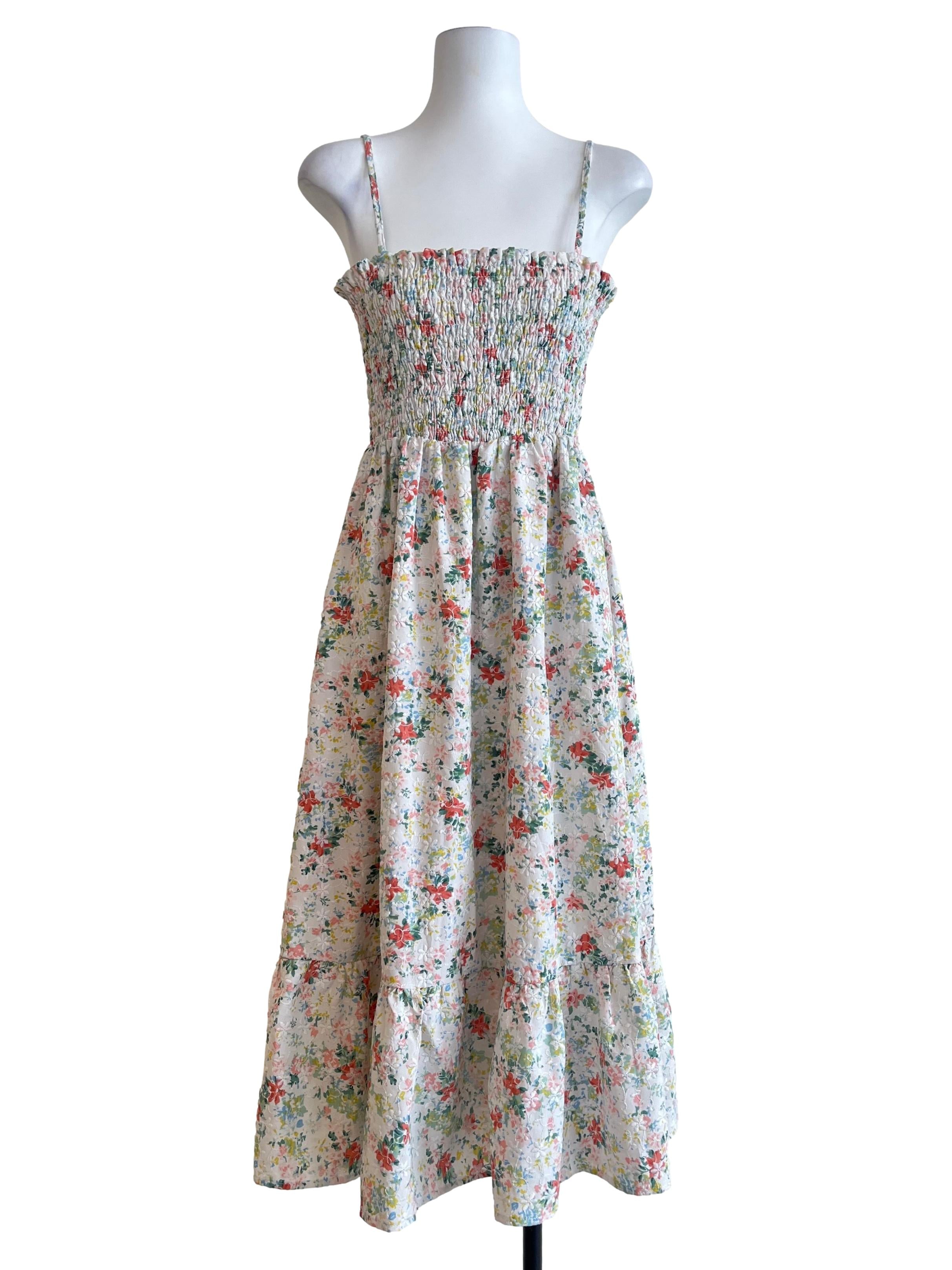 Daisy White Spaghetti Strap A-Line Dress
