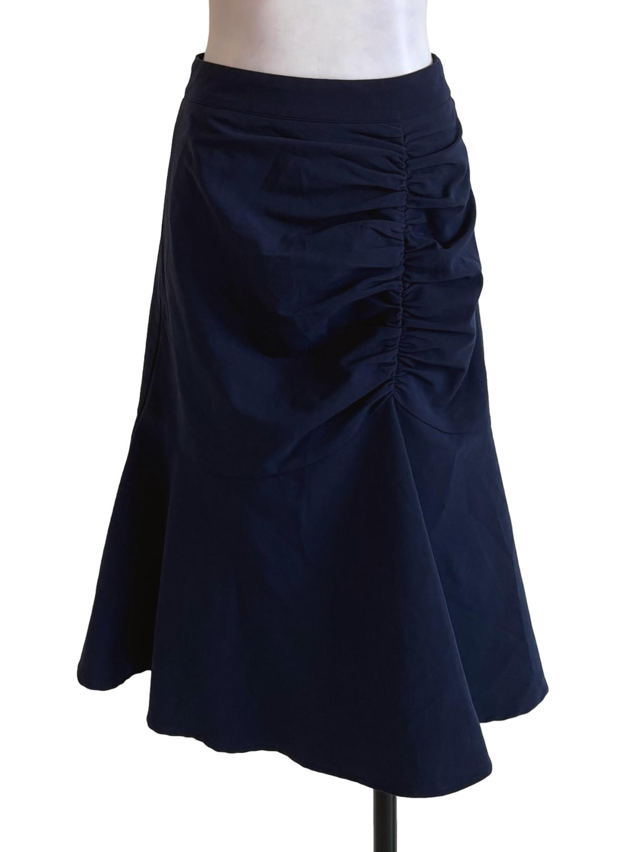 Navy Blue Ruched Flounce Skirt