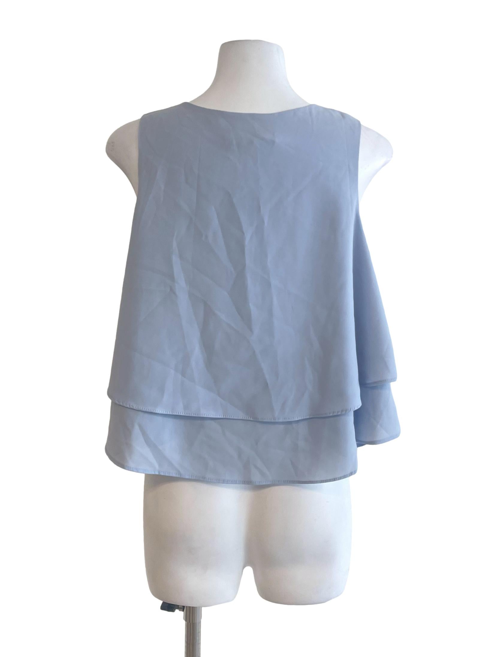 Ice Blue Jewel Neck Layered Top TTR