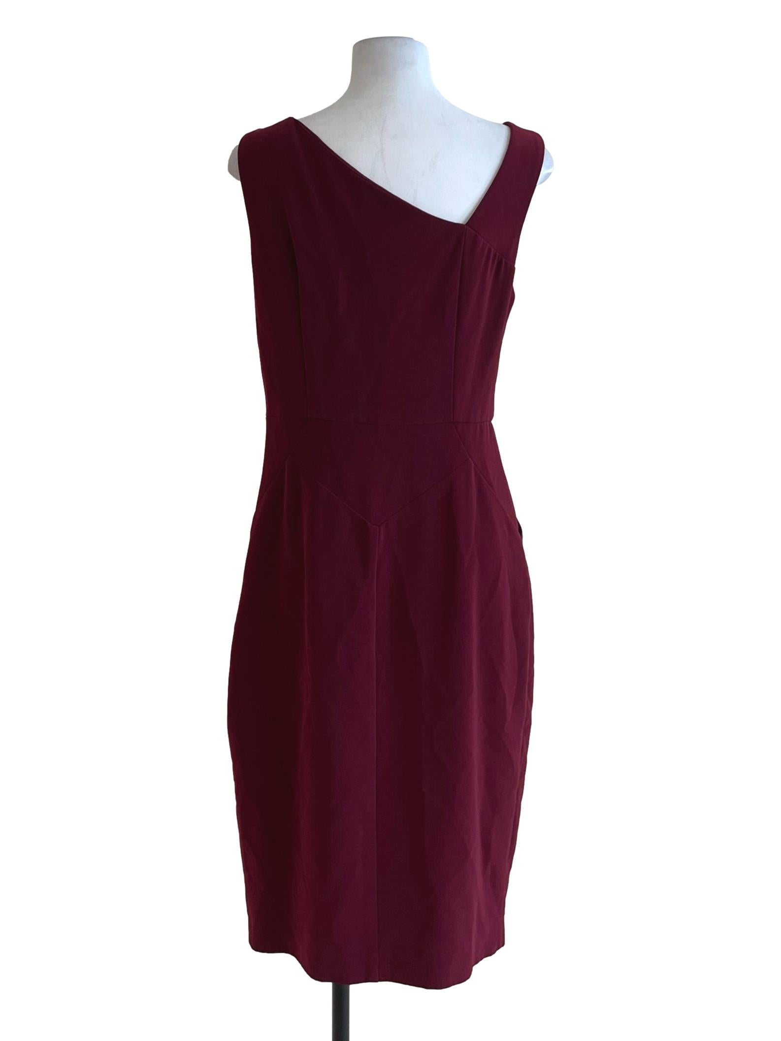 Mulberry Purple Asymmetrical Neckline A-Line Dress