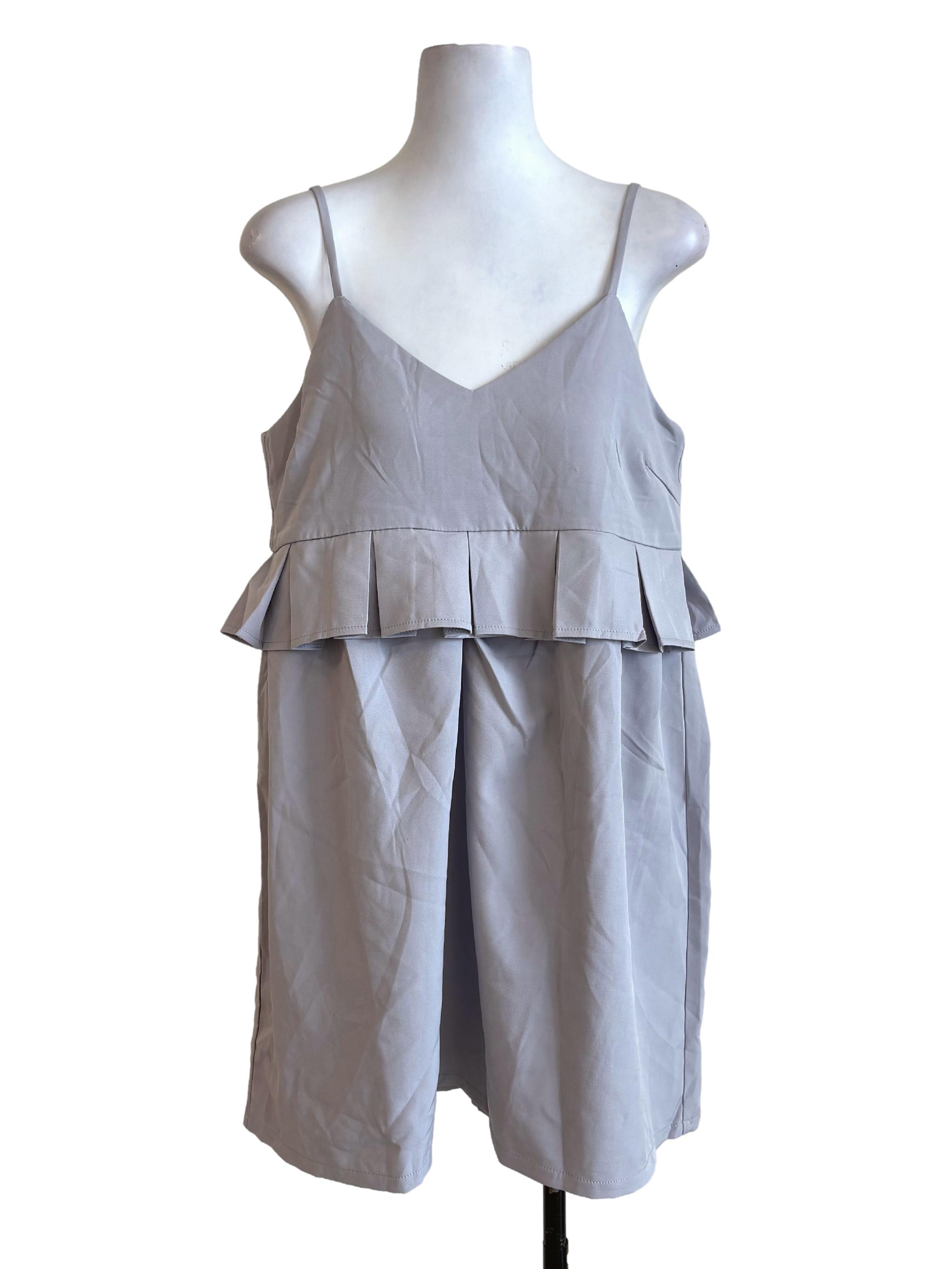 Heather Purple Peplum Rompers