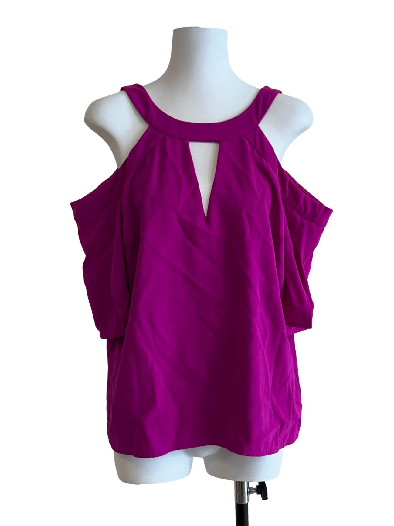 Magenta Purple Cut Out Blouse