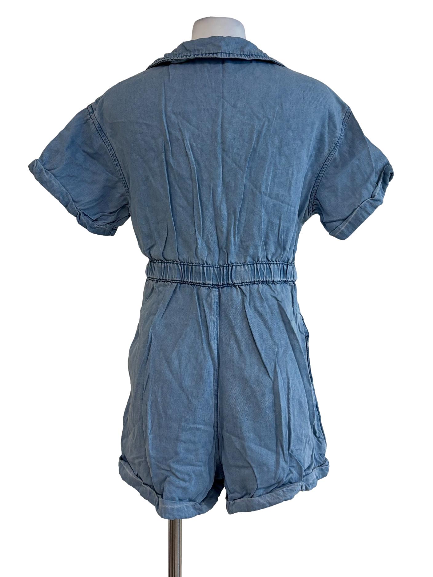 Light Denim Short Sleeve Rompers