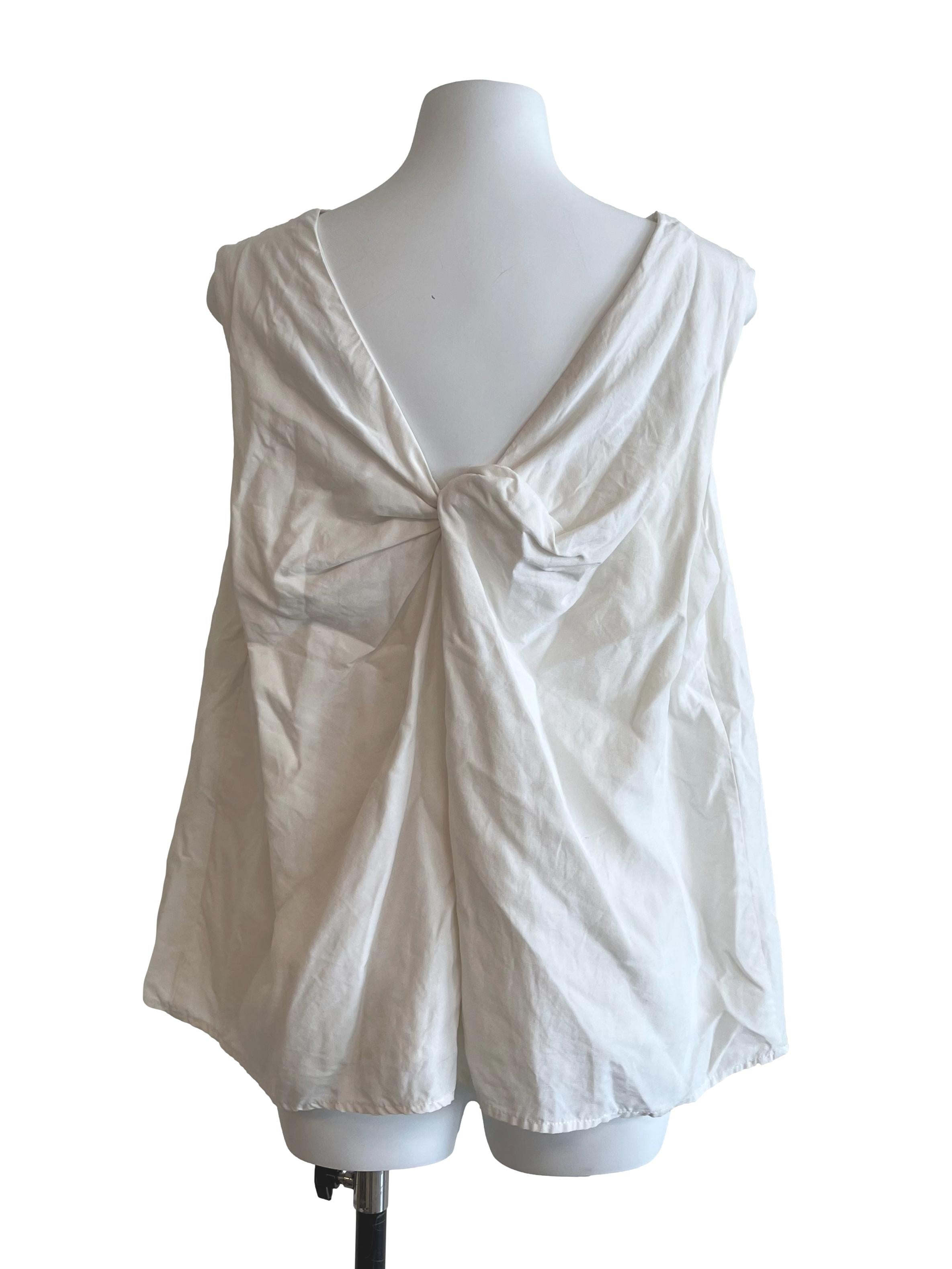 White Twist Back Detail Tank Top
