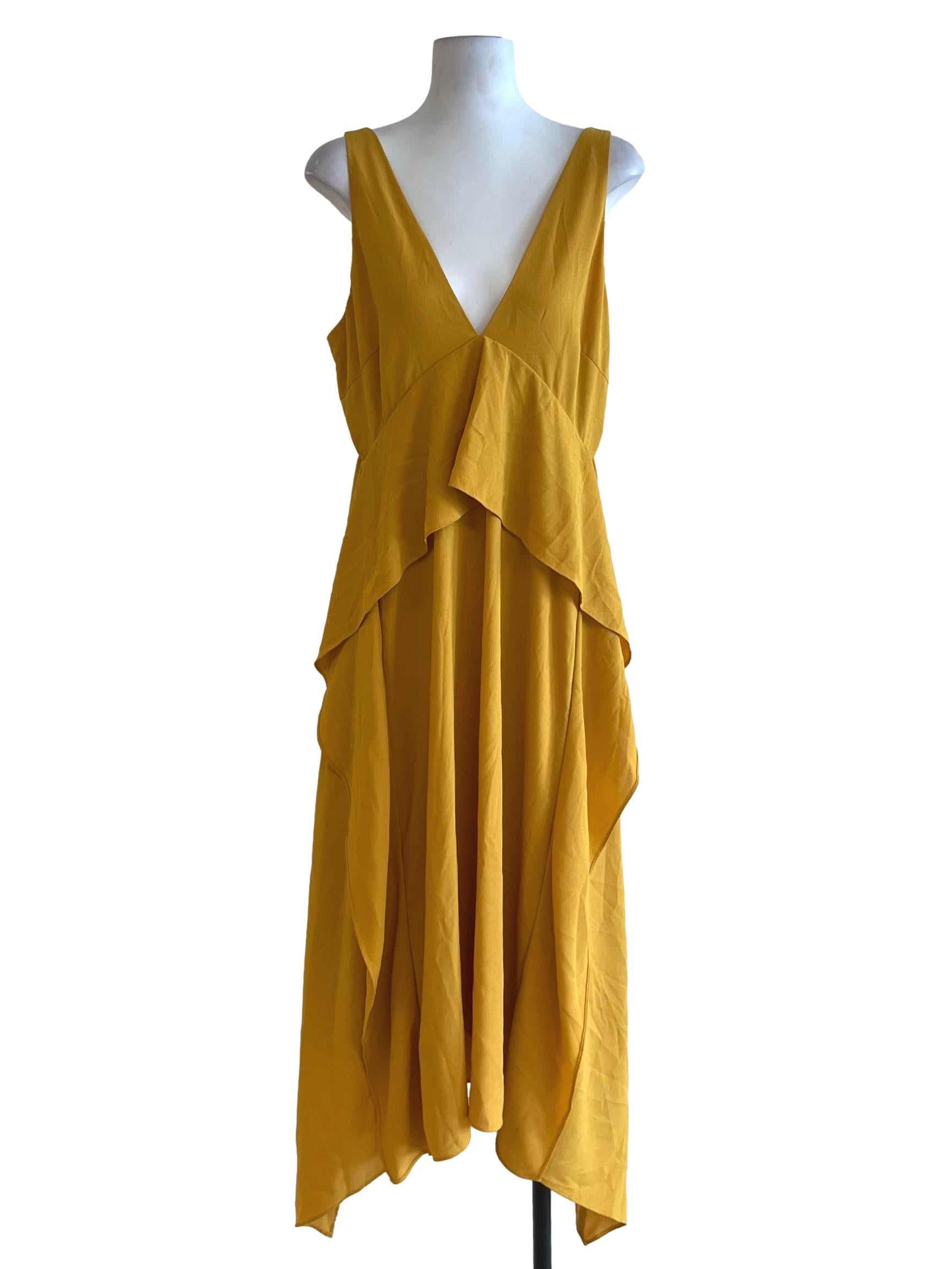 Canary Yellow V-Neckline Babydoll Dress