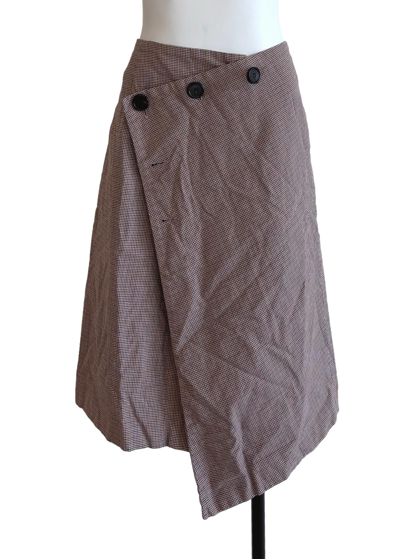 Brown Houndstooth Knee Length Skirt
