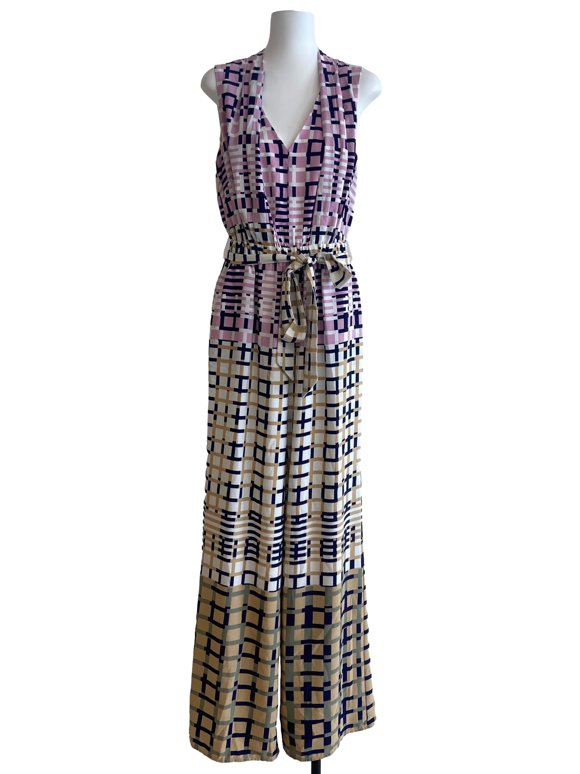 Pink & Brown Sleeveless Jumpsuit