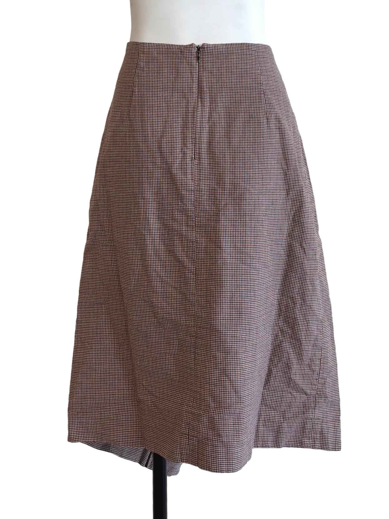 Brown Houndstooth Knee Length Skirt