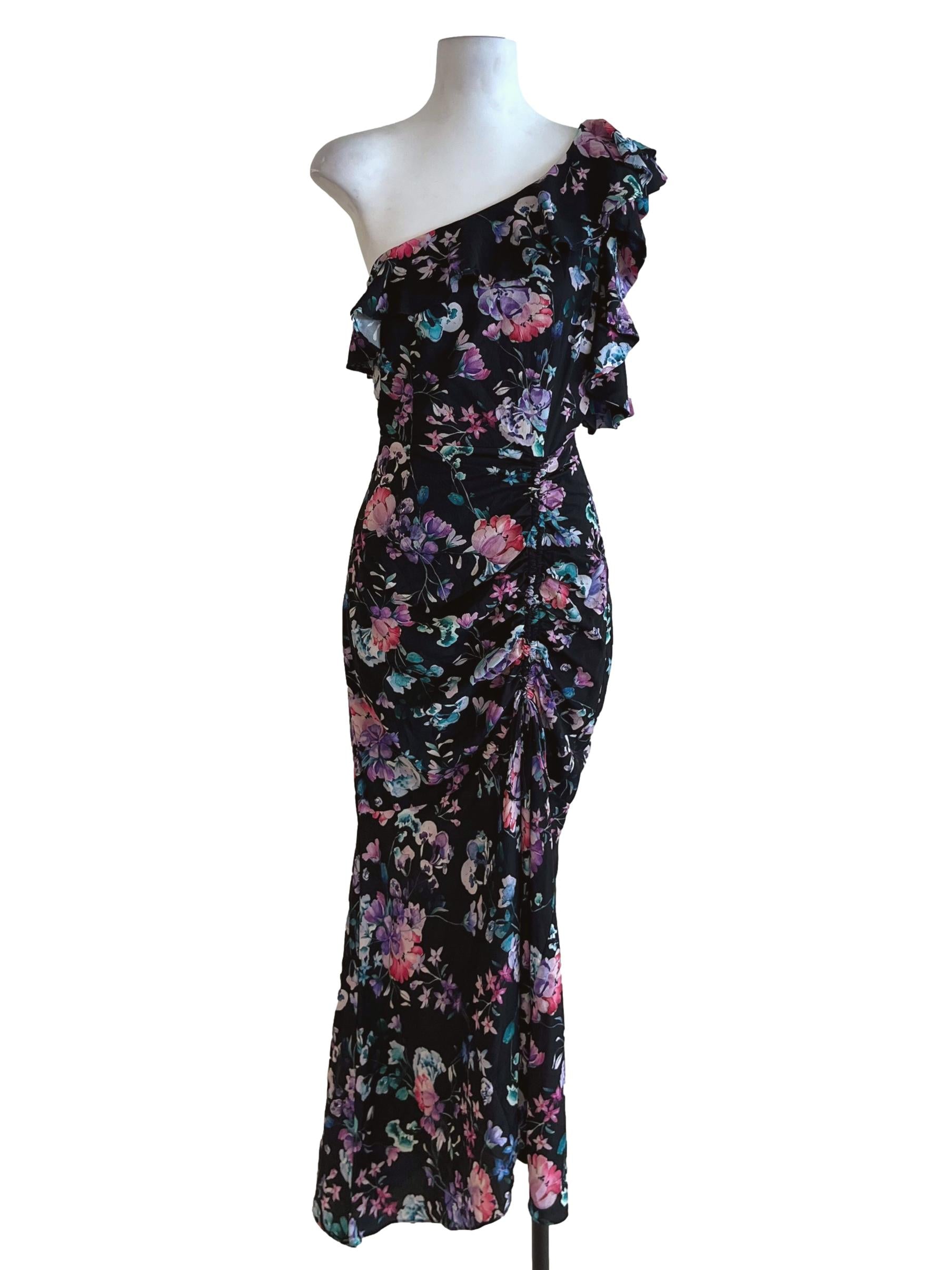 Black Floral A-Line Dress