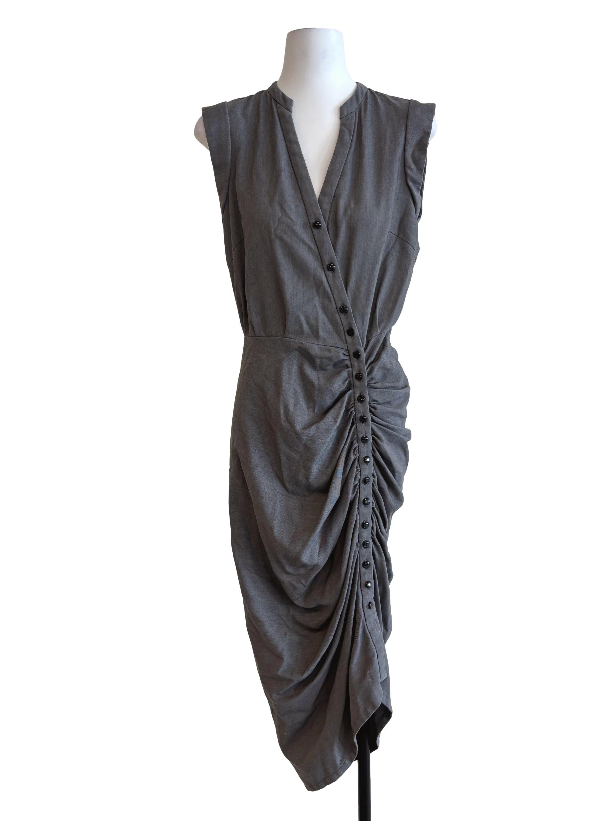 Dove Grey Buttoned Bodycon Dress
