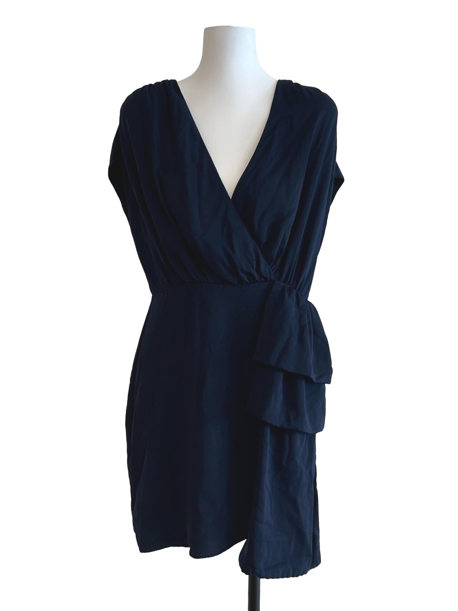 Dark Blue V-Neckline Dress