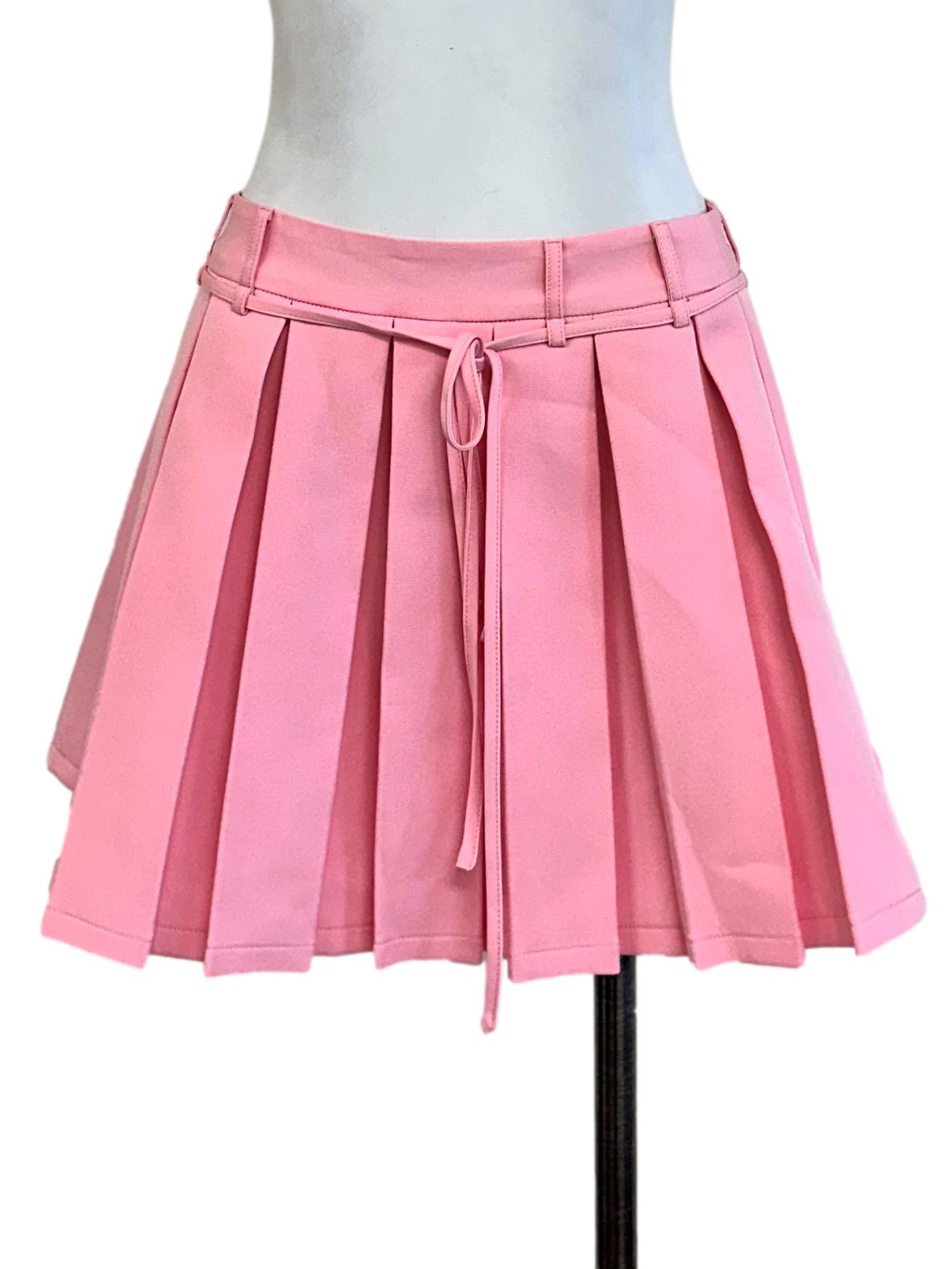 Watermelon Pink Box Pleated Skort