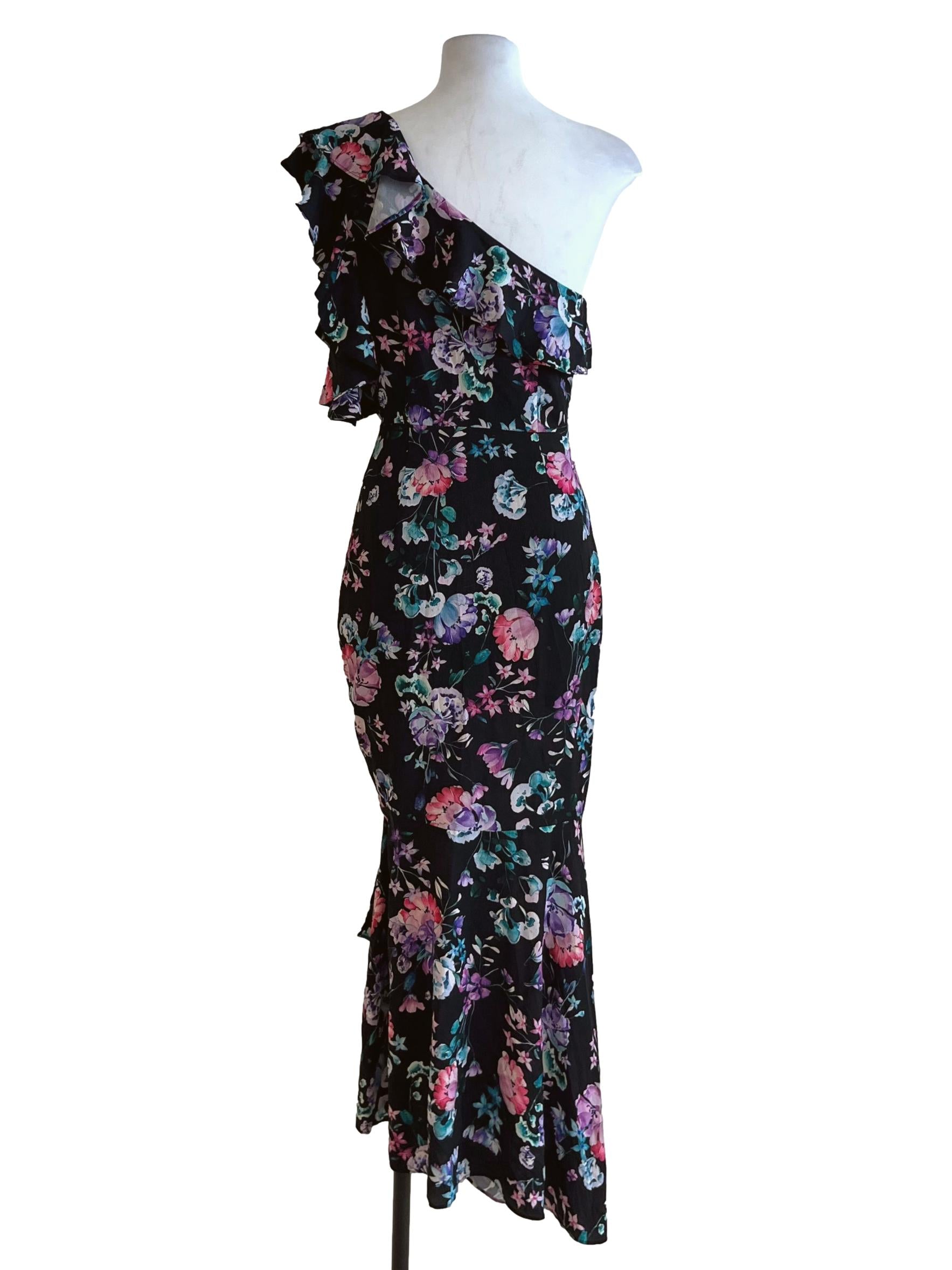 Black Floral A-Line Dress