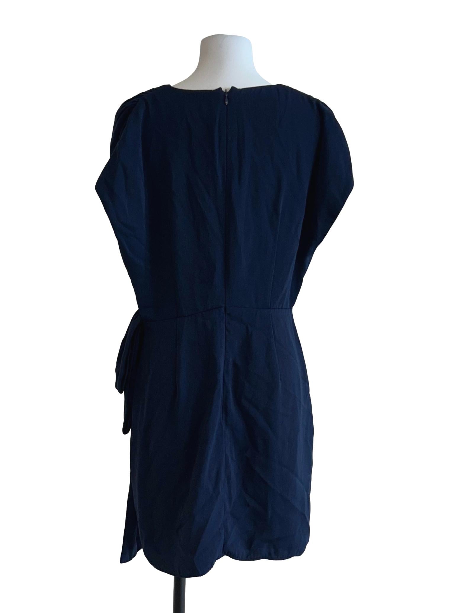 Dark Blue V-Neckline Dress