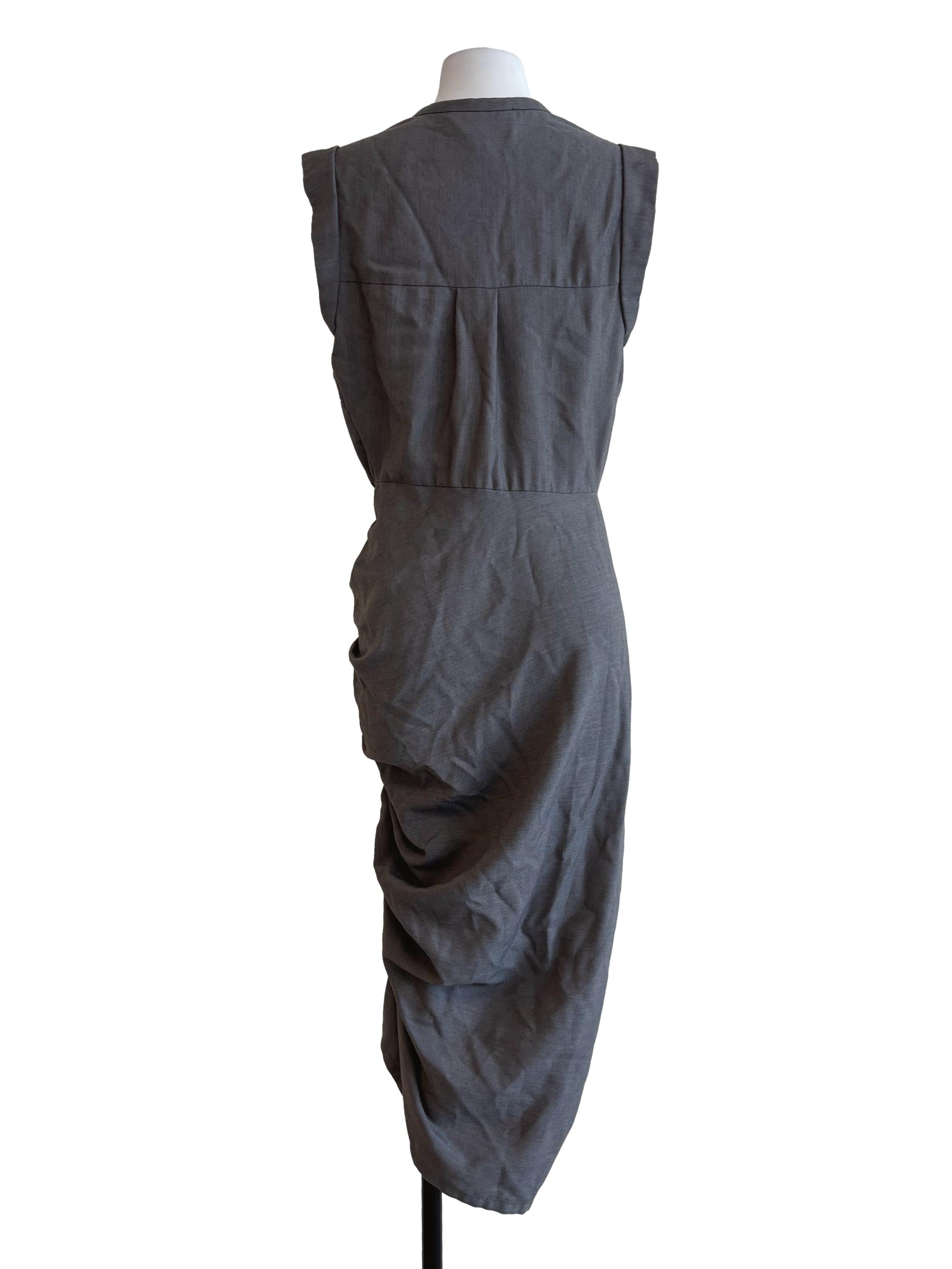 Dove Grey Buttoned Bodycon Dress