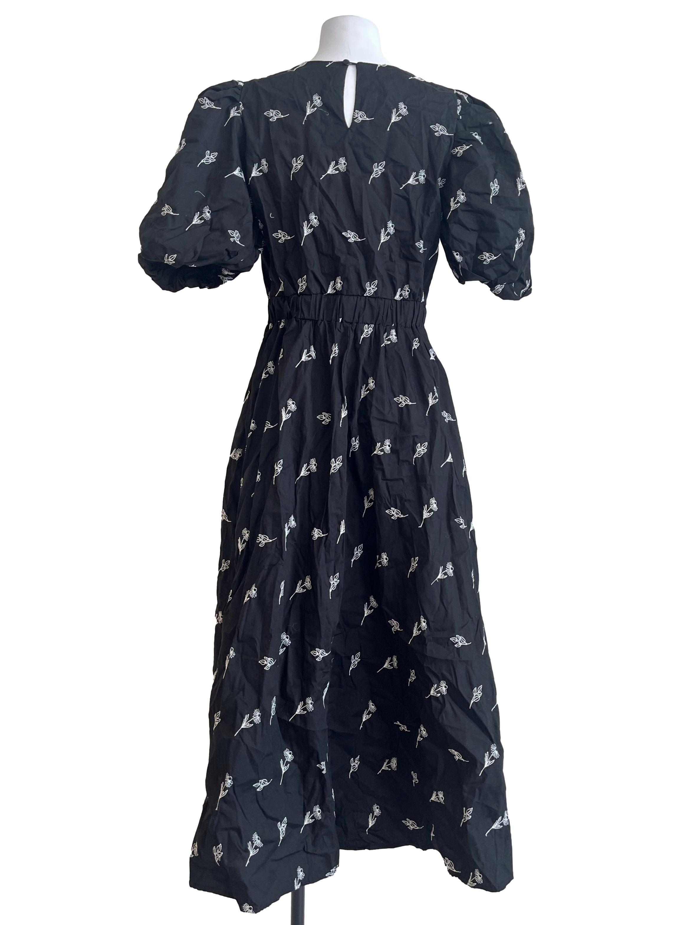 Pitch Black Halter Puff Sleeve A-Line Dress