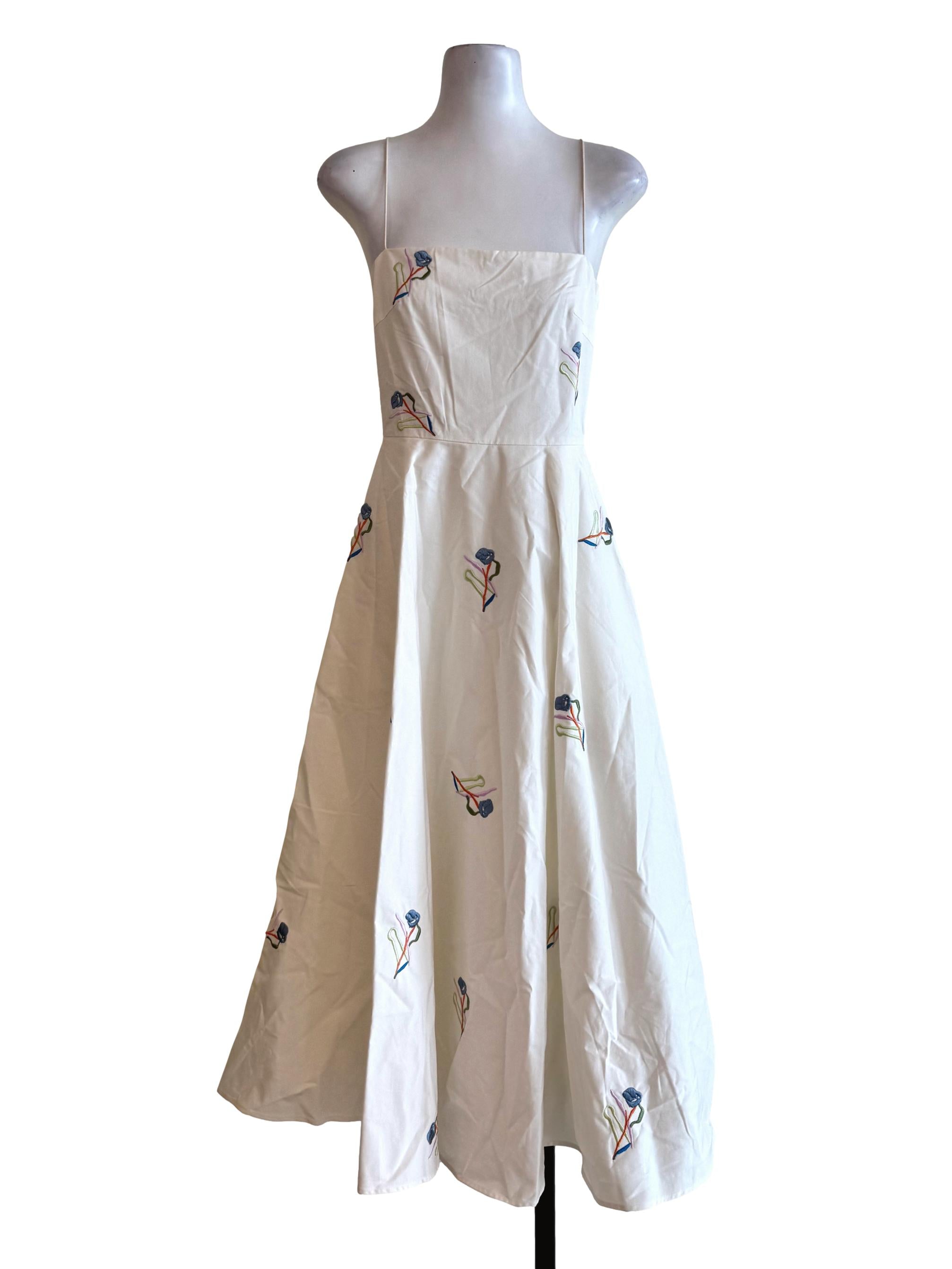 Liberty Cotton Embroidered Cross-Back Dress OSN