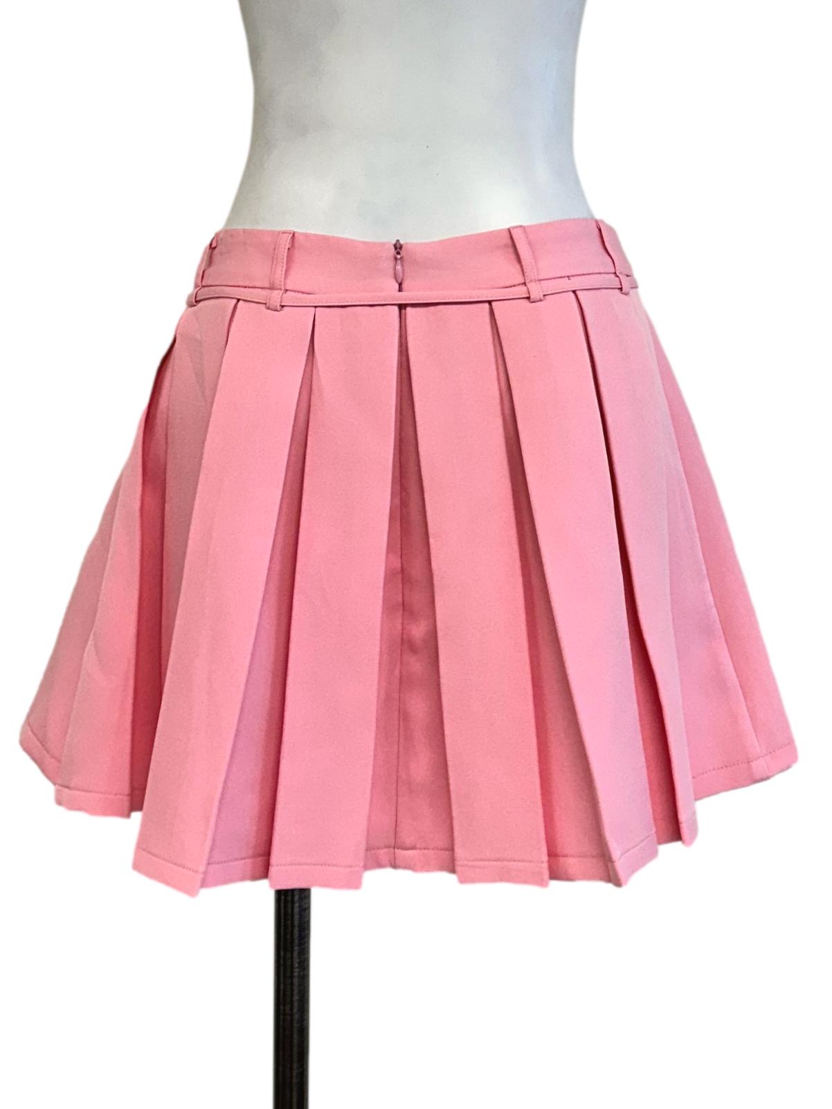 Watermelon Pink Box Pleated Skort