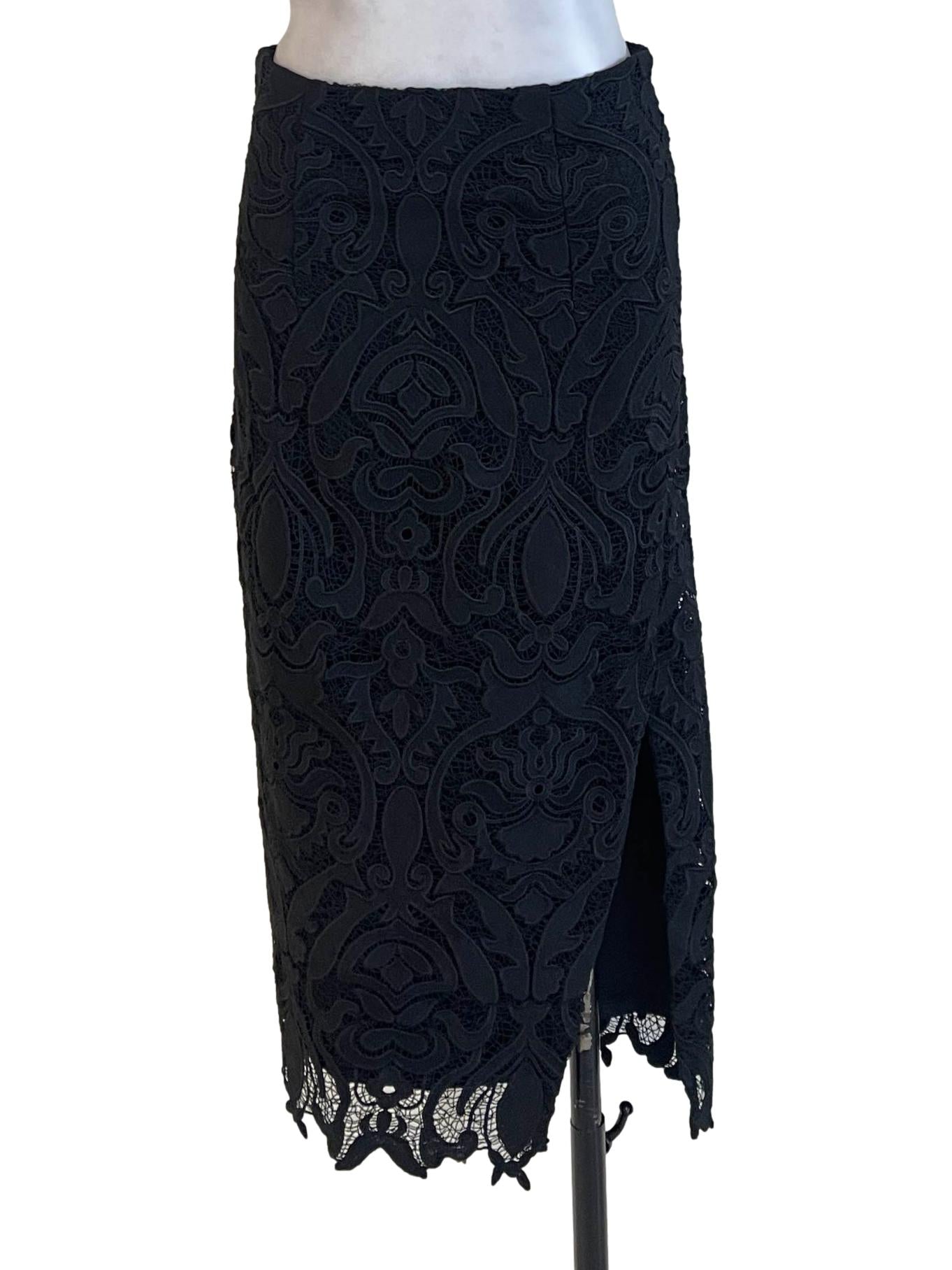Black Lace Slit Skirt