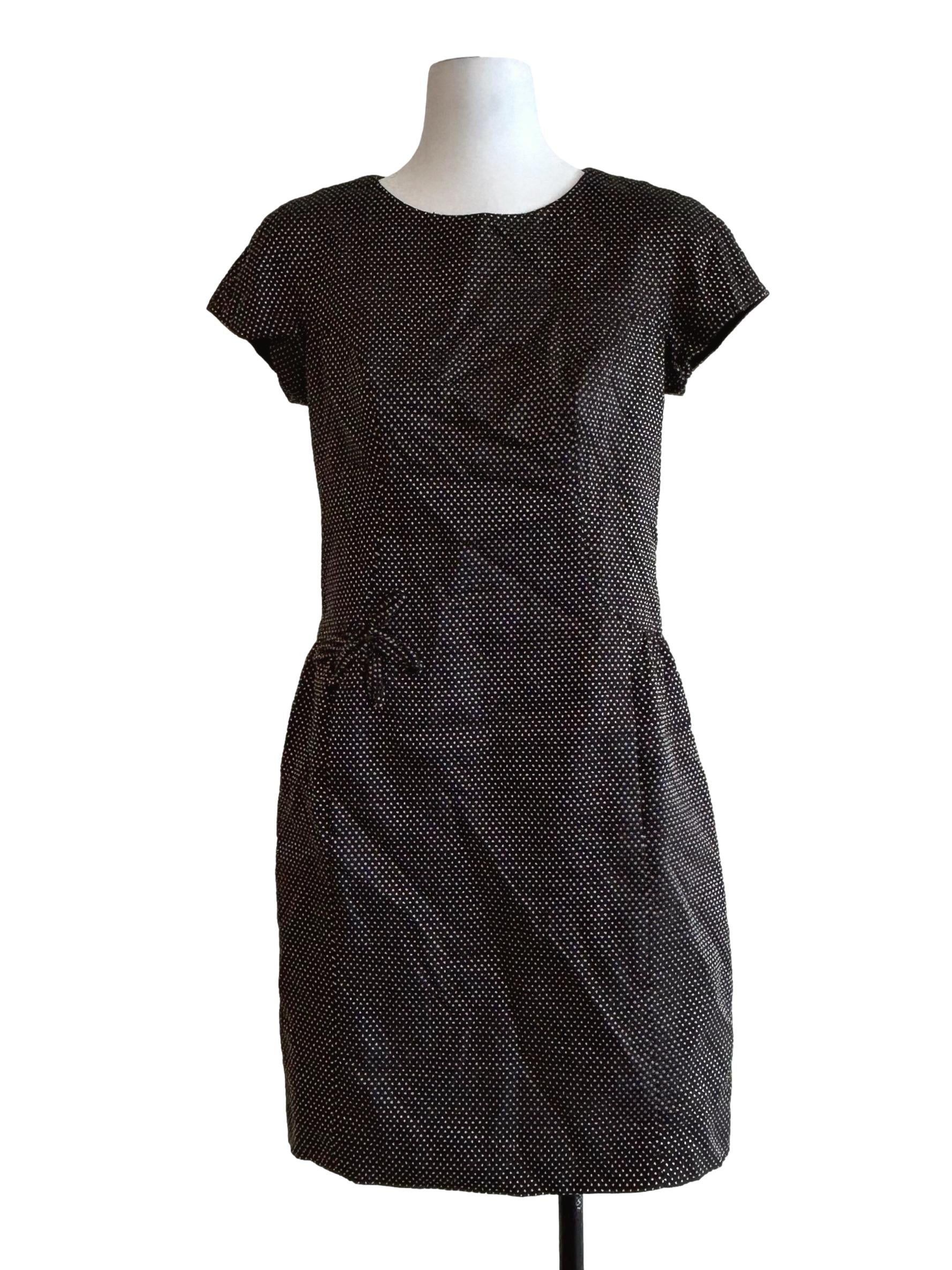 Onyx Black Polka Dot Sheath Dress