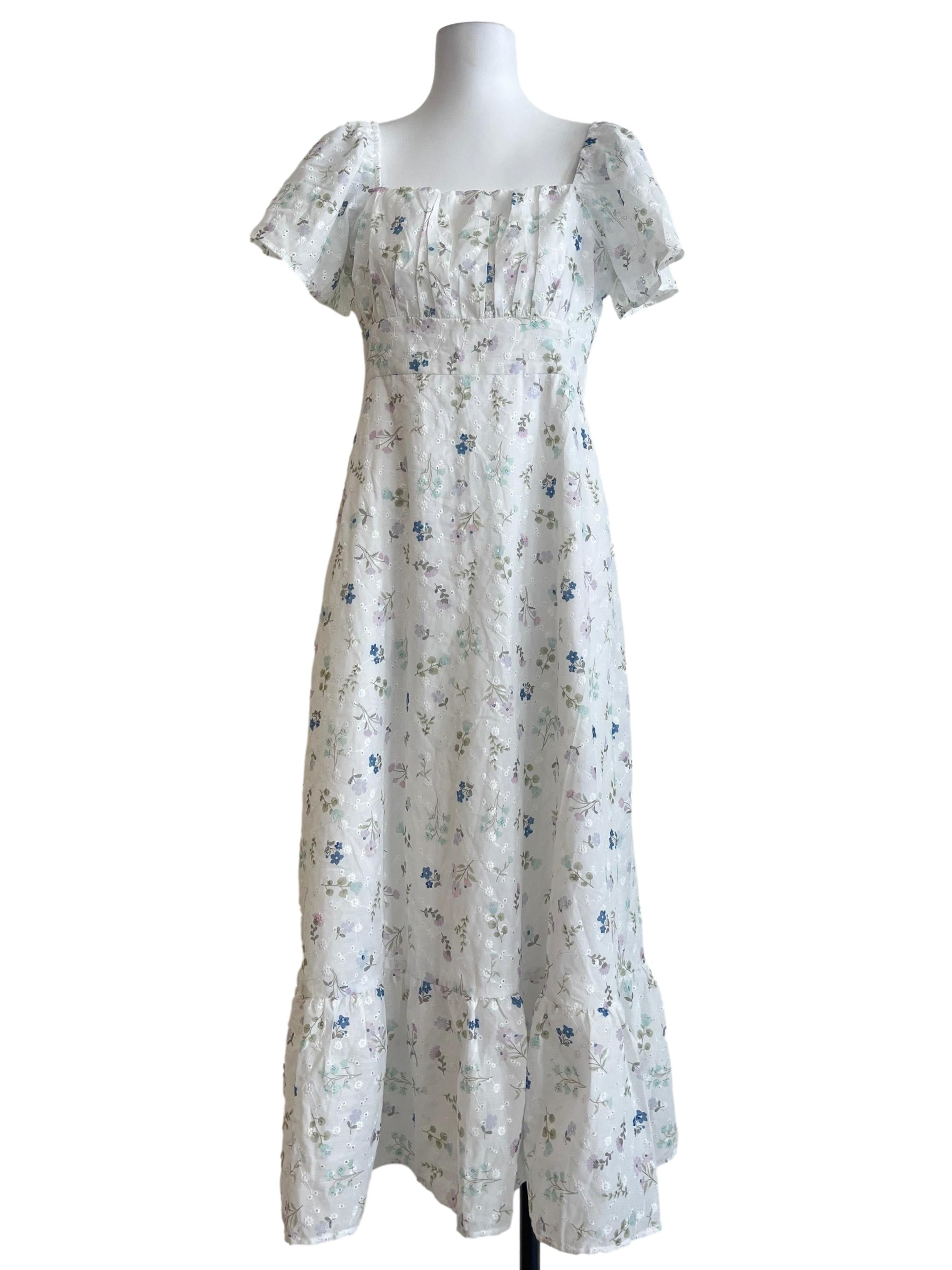 Daisy White Straight Across Empire Dress