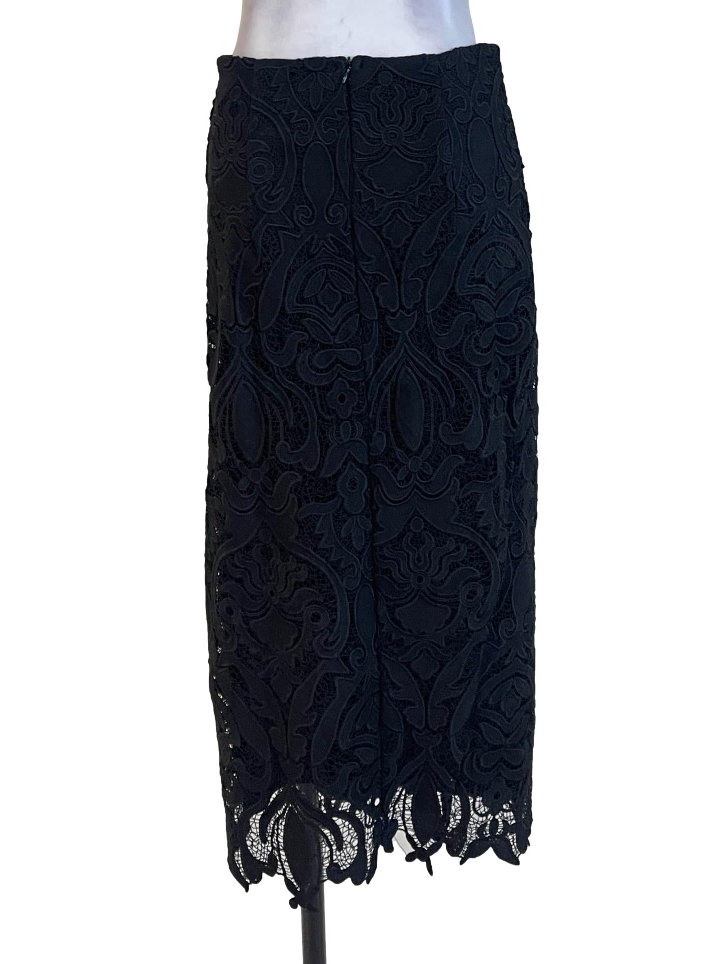 Black Lace Slit Skirt
