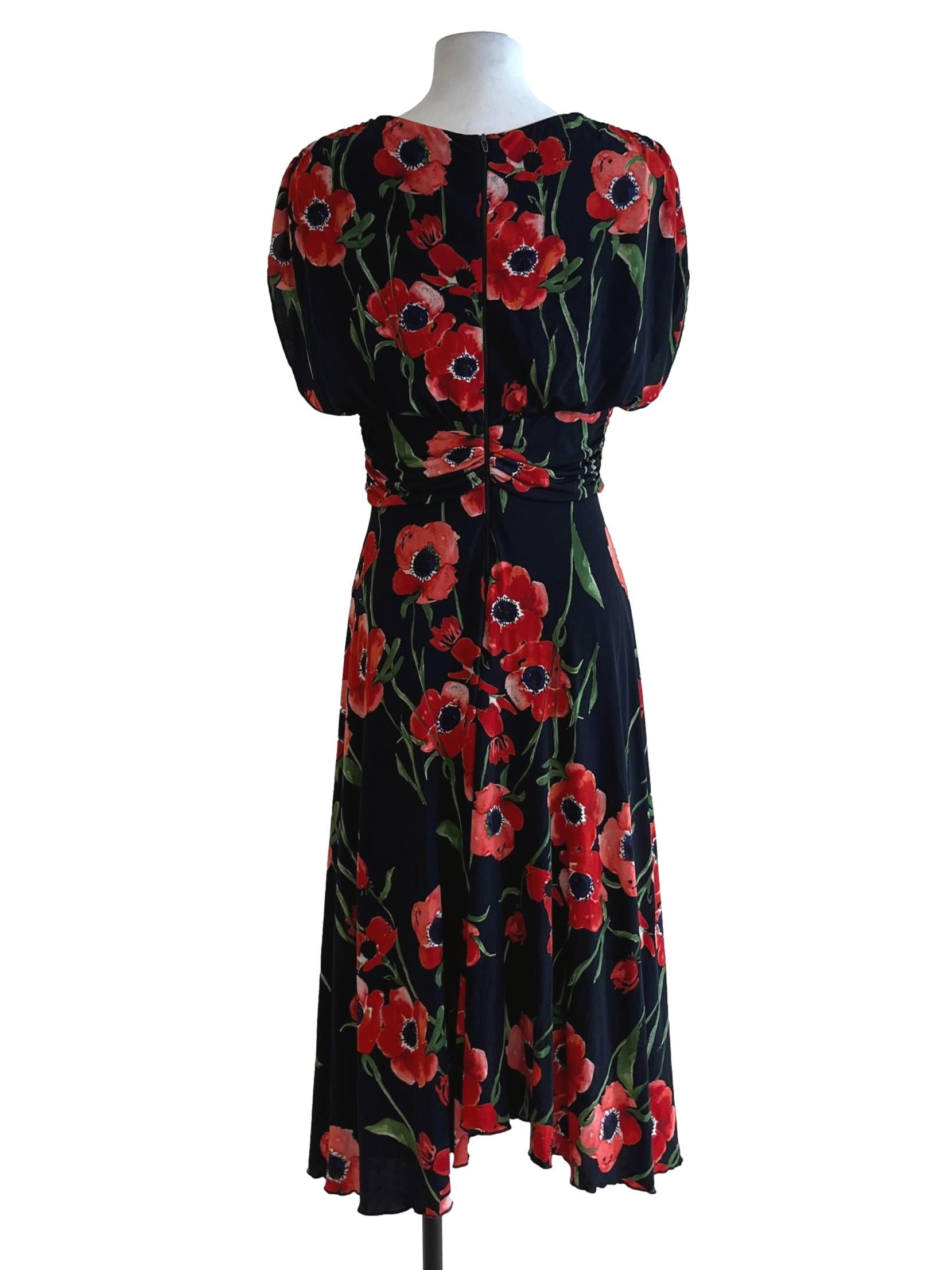 P:Eacock Blue Floral Empire Dress