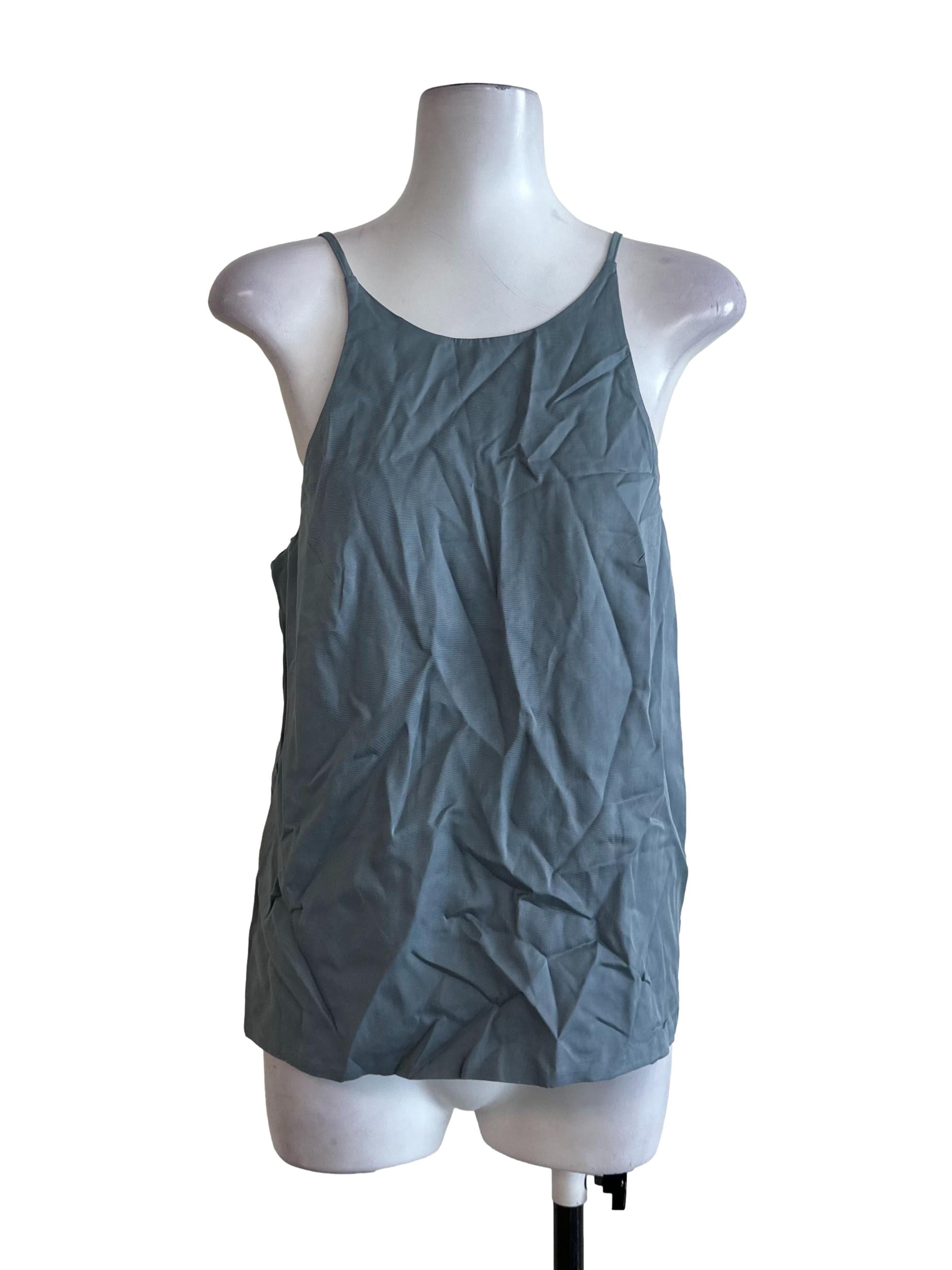Dusty Blue Round Neck Casual Top