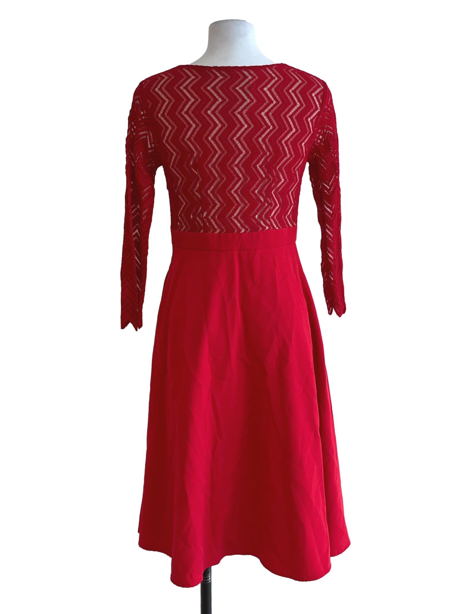 Candy Red Lace Empire Dress