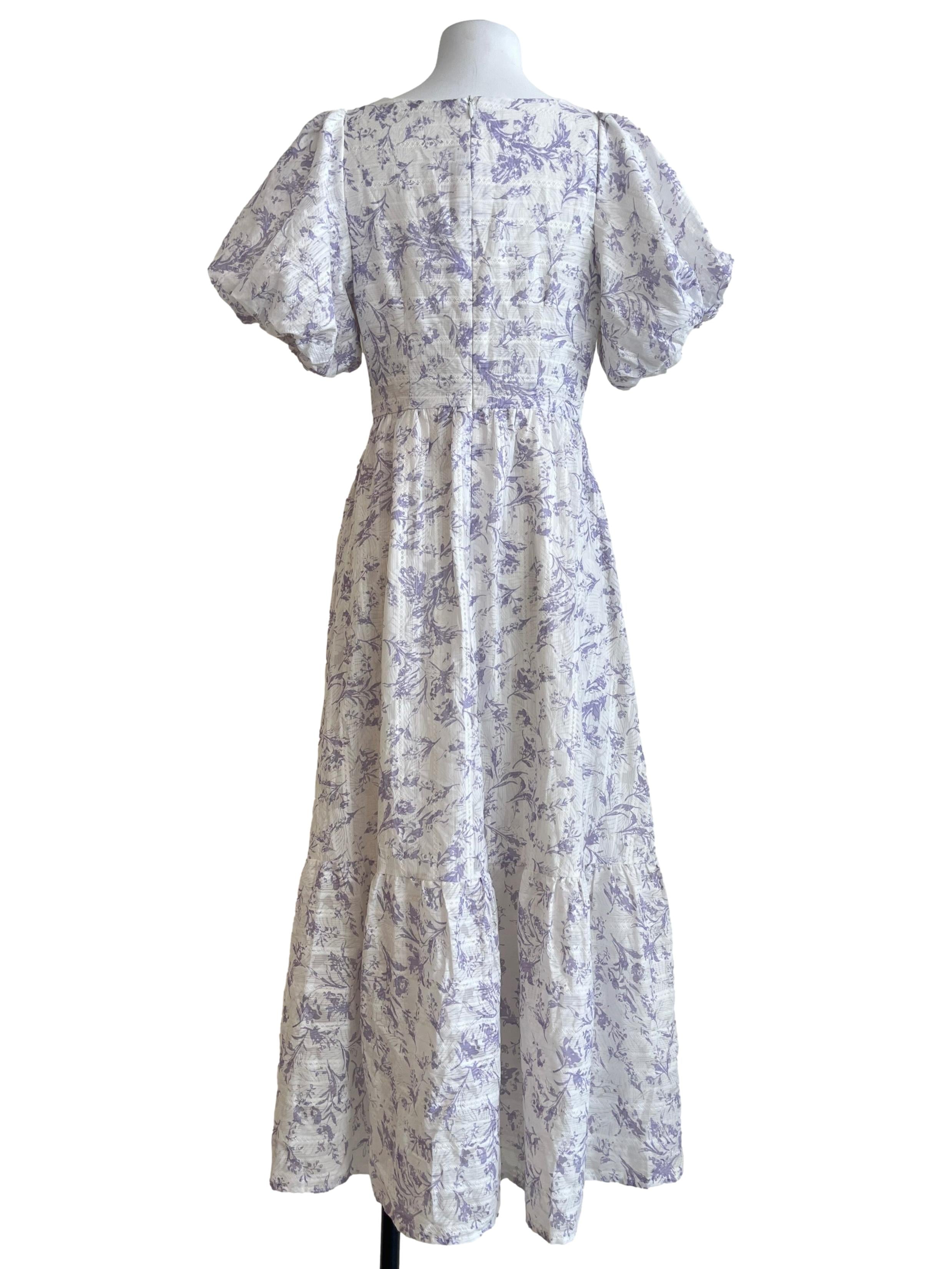 Periwinkle Purple Puff Sleeve A-Line Dress