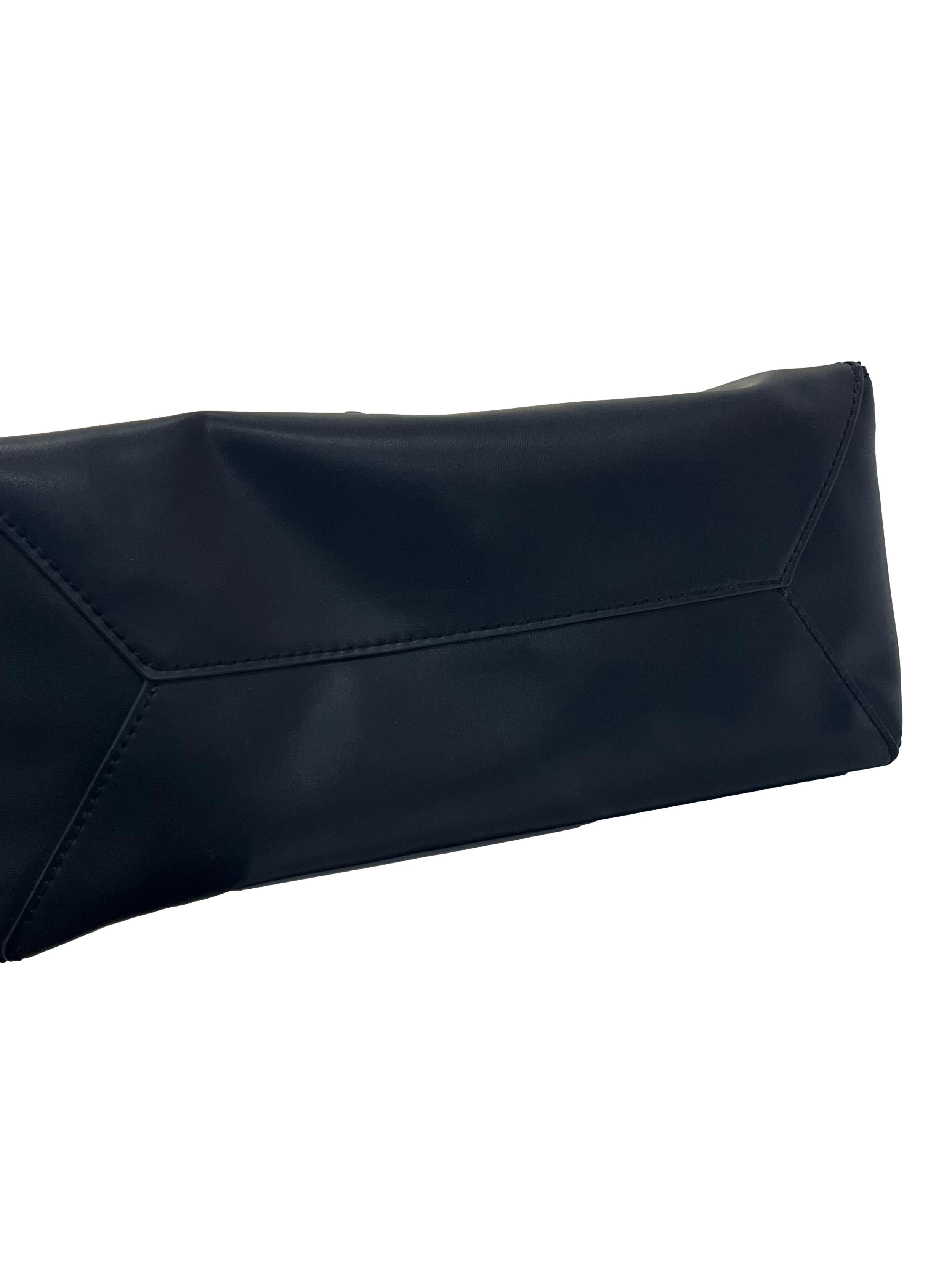 Black Leather Nasrin Geometric Tote Bag CSN