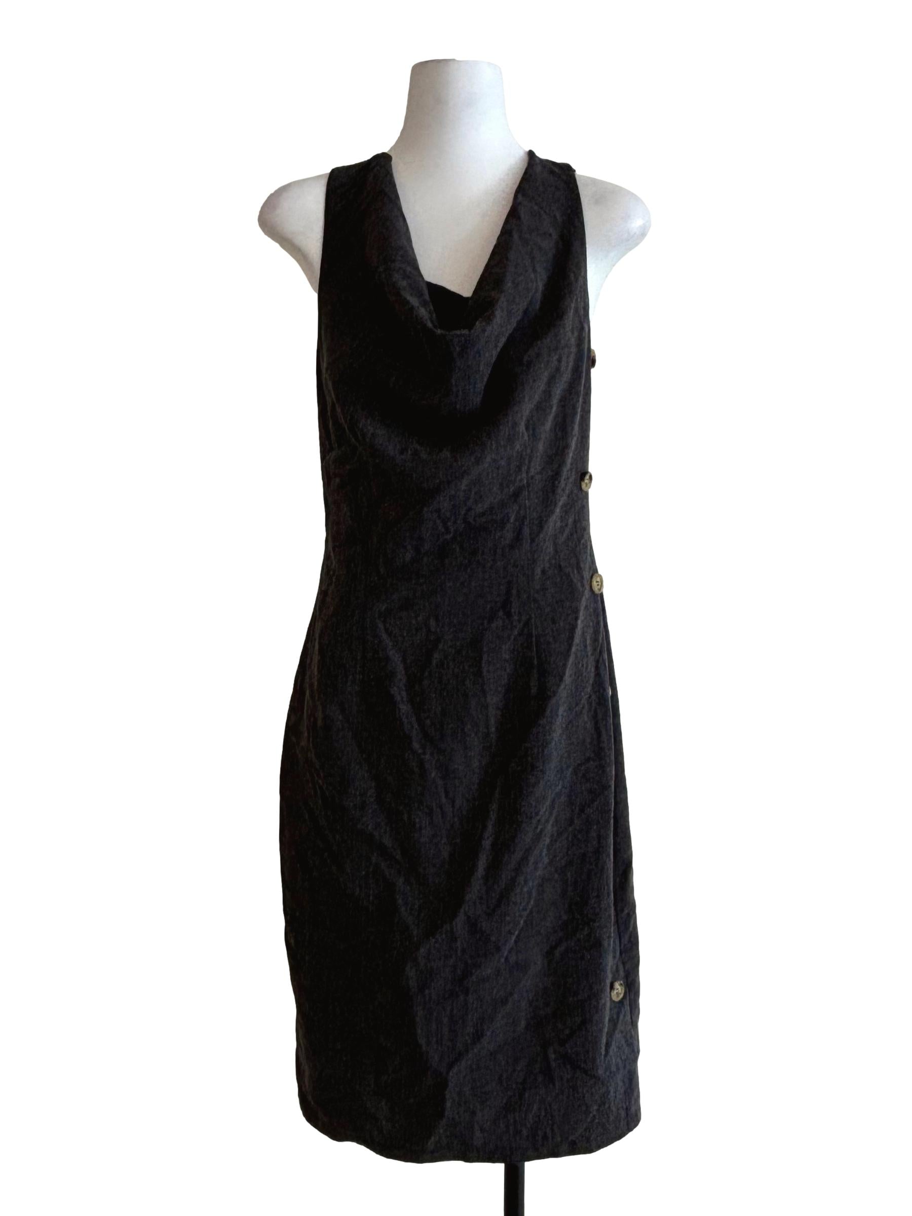 Cobalt Grey Cowl Sheath Dress