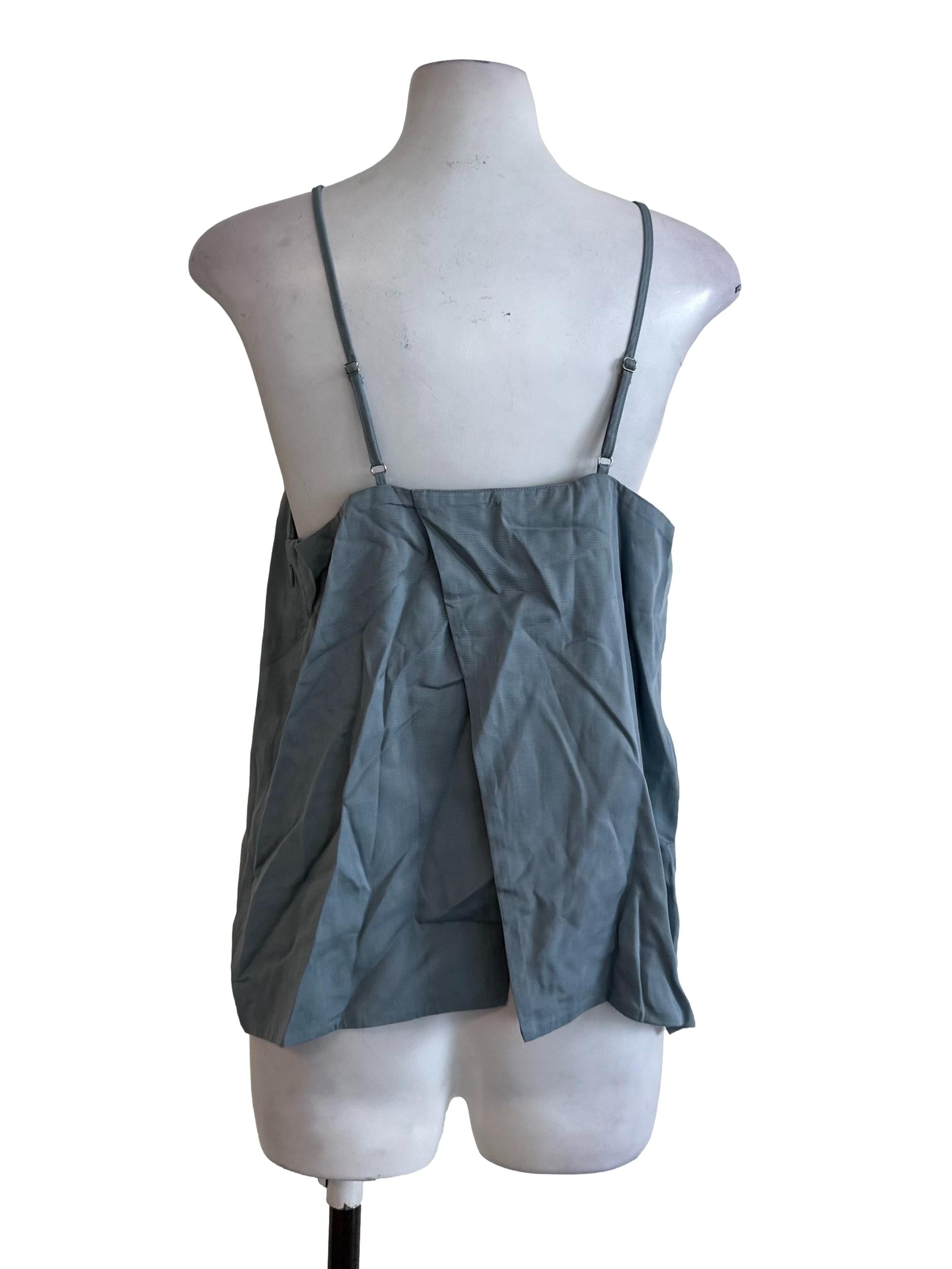 Dusty Blue Round Neck Casual Top