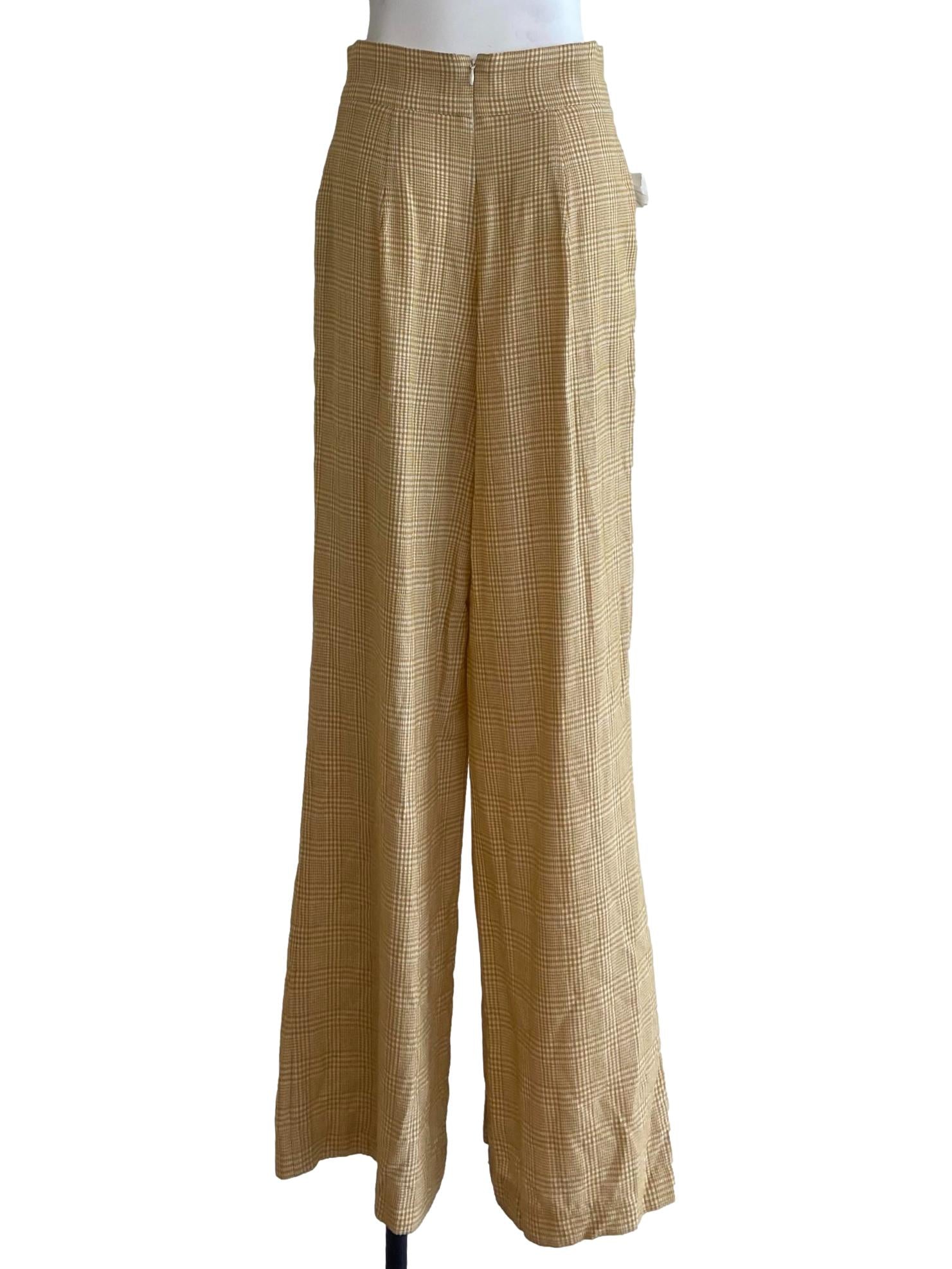 Yellow & White Tartan Highwaist Pants