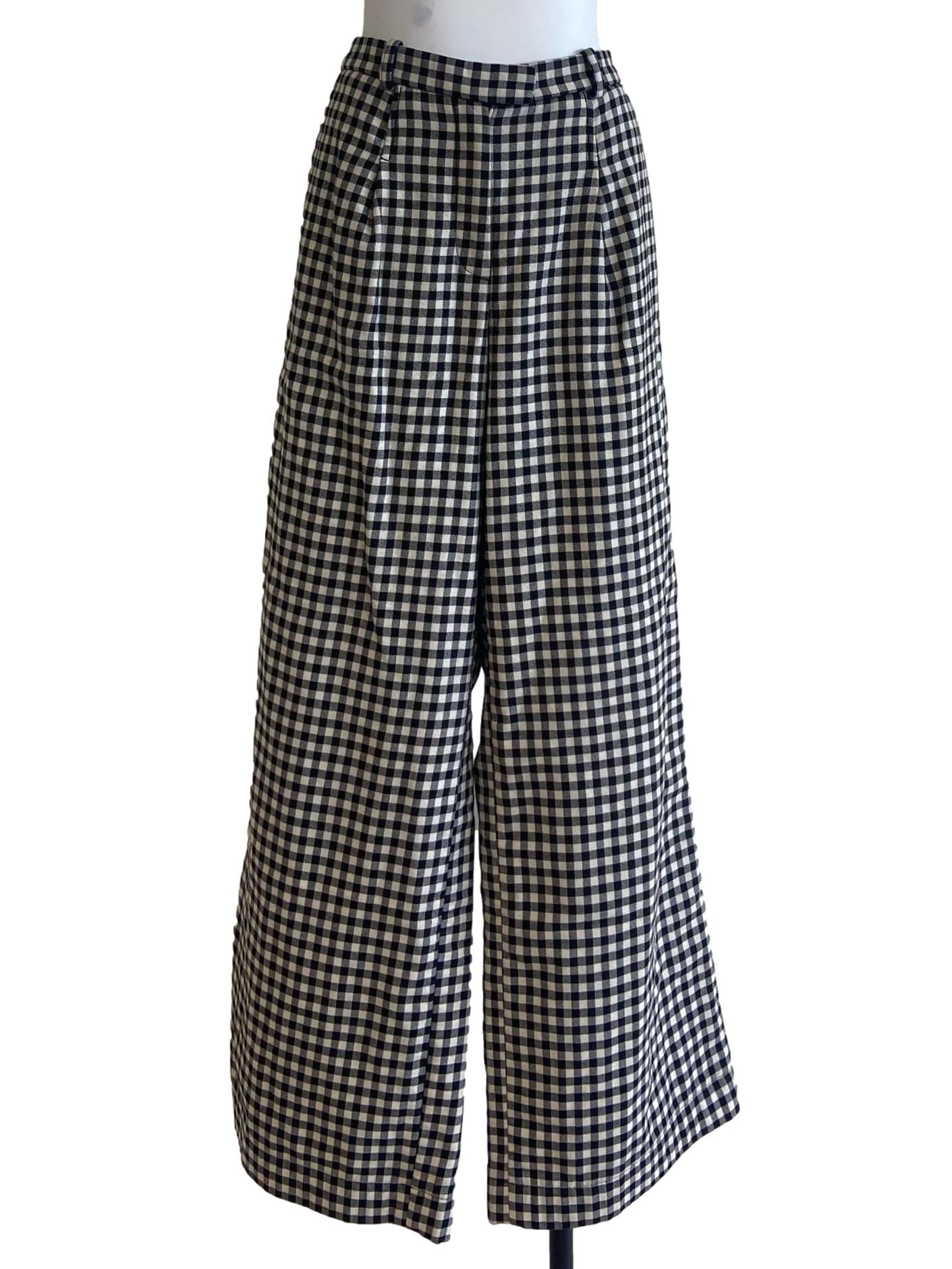 Black & White Plaid Straight Pants