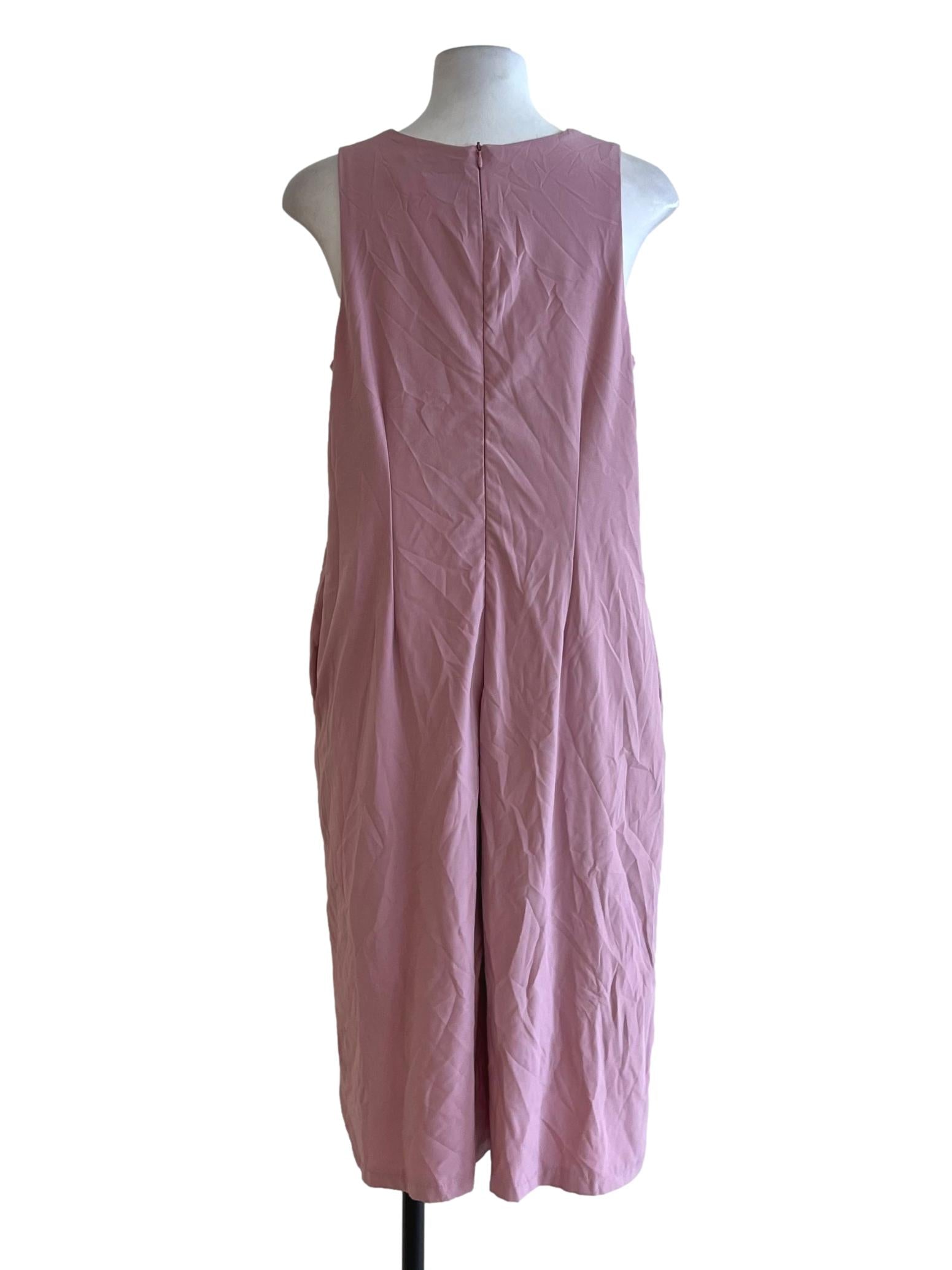 Flamingo Pink V-Neckline Sheath Dress