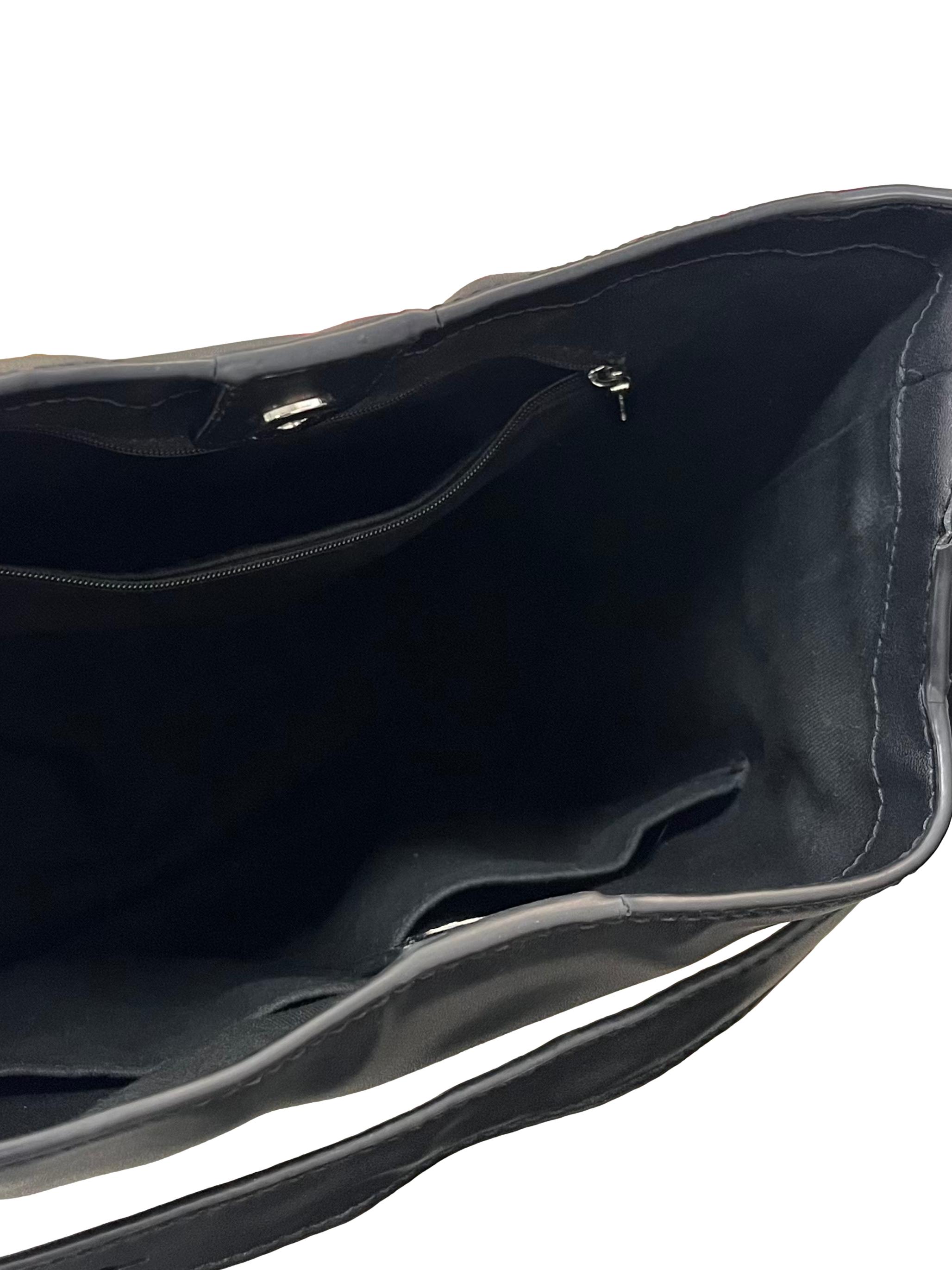 Black Leather Nasrin Geometric Tote Bag CSN