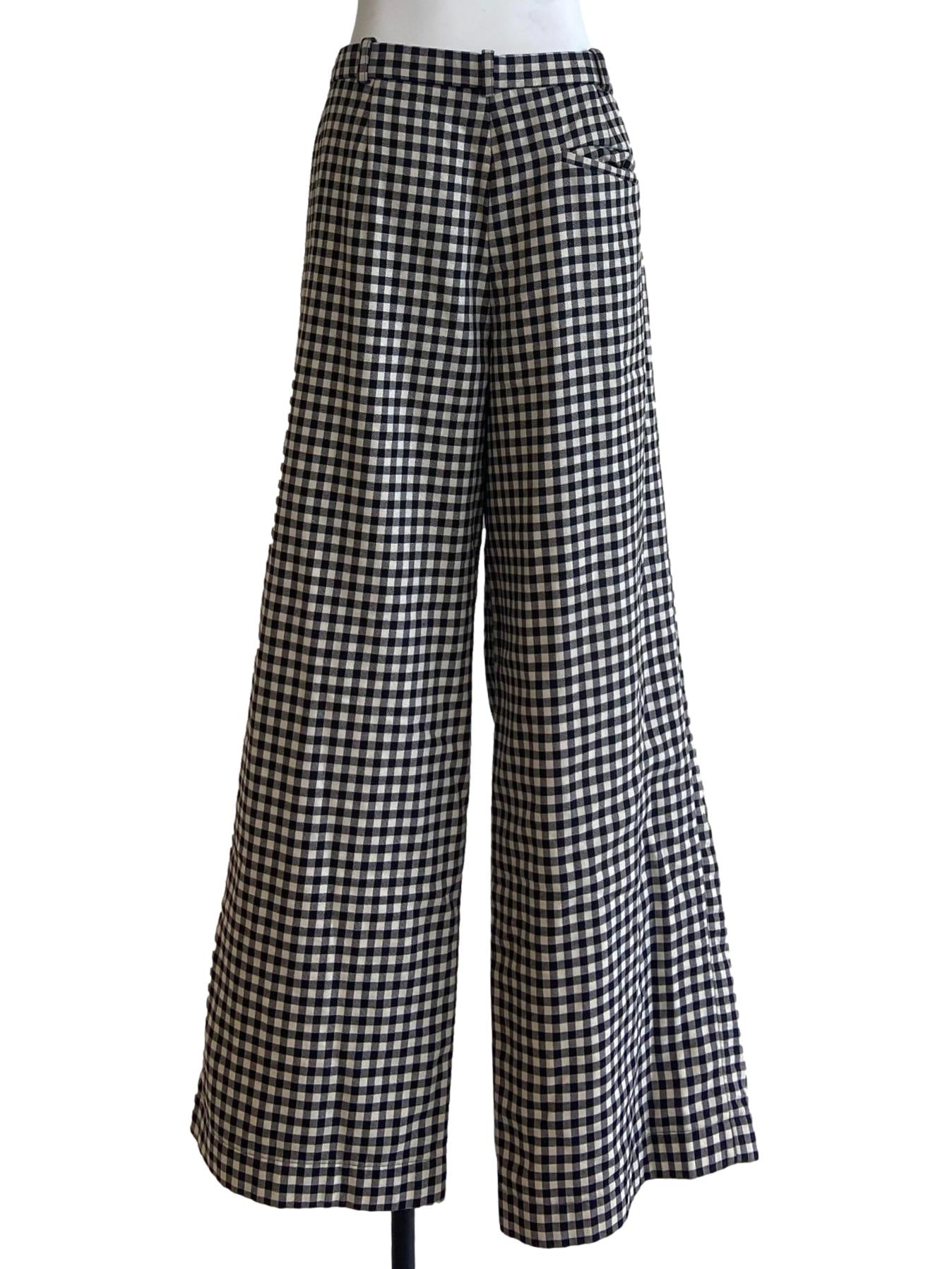 Black & White Plaid Straight Pants