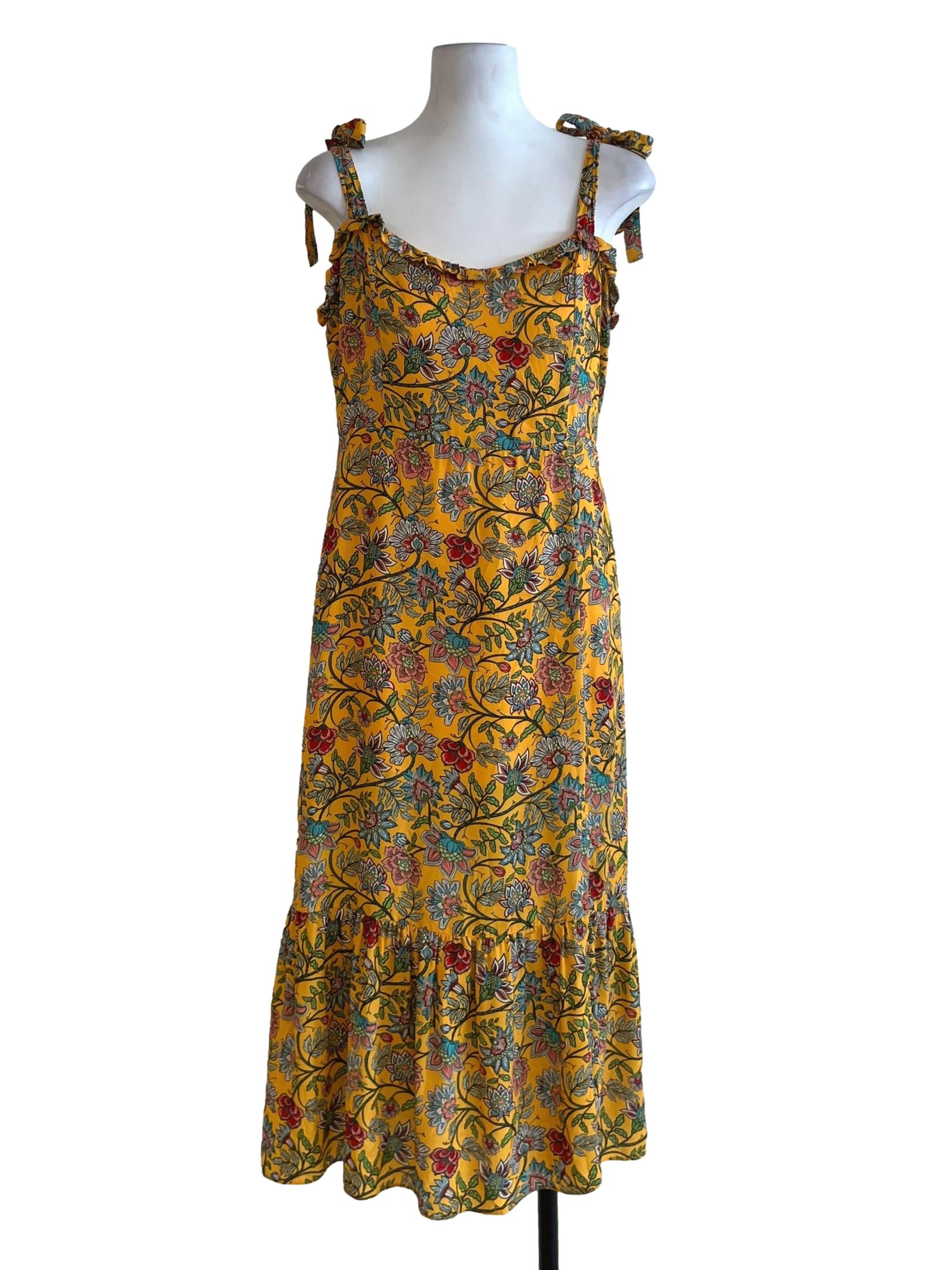 Fire Yellow Floral A-Line Dress