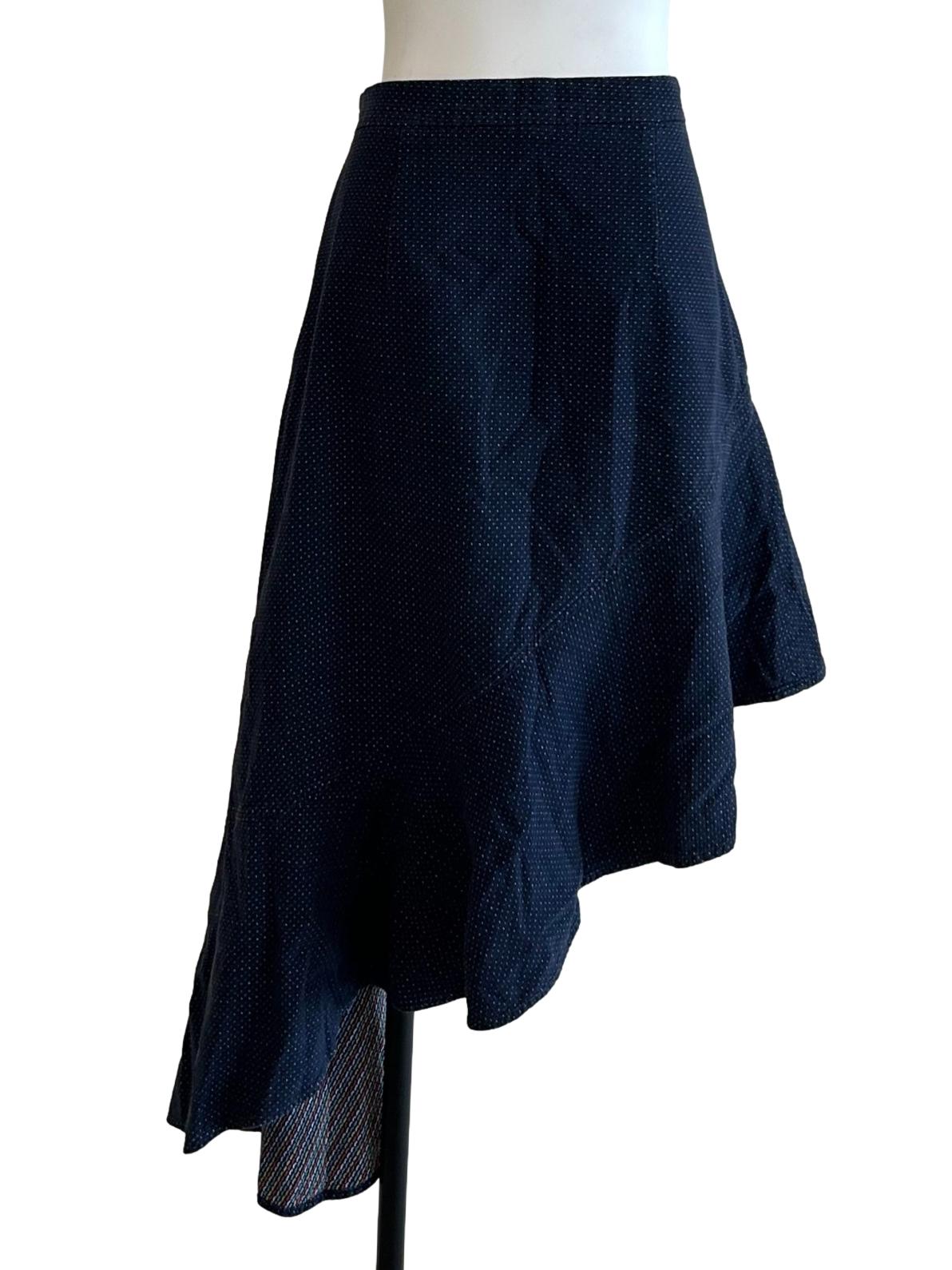 Indigo Blue Polka Dot Asymmetrical Skirt