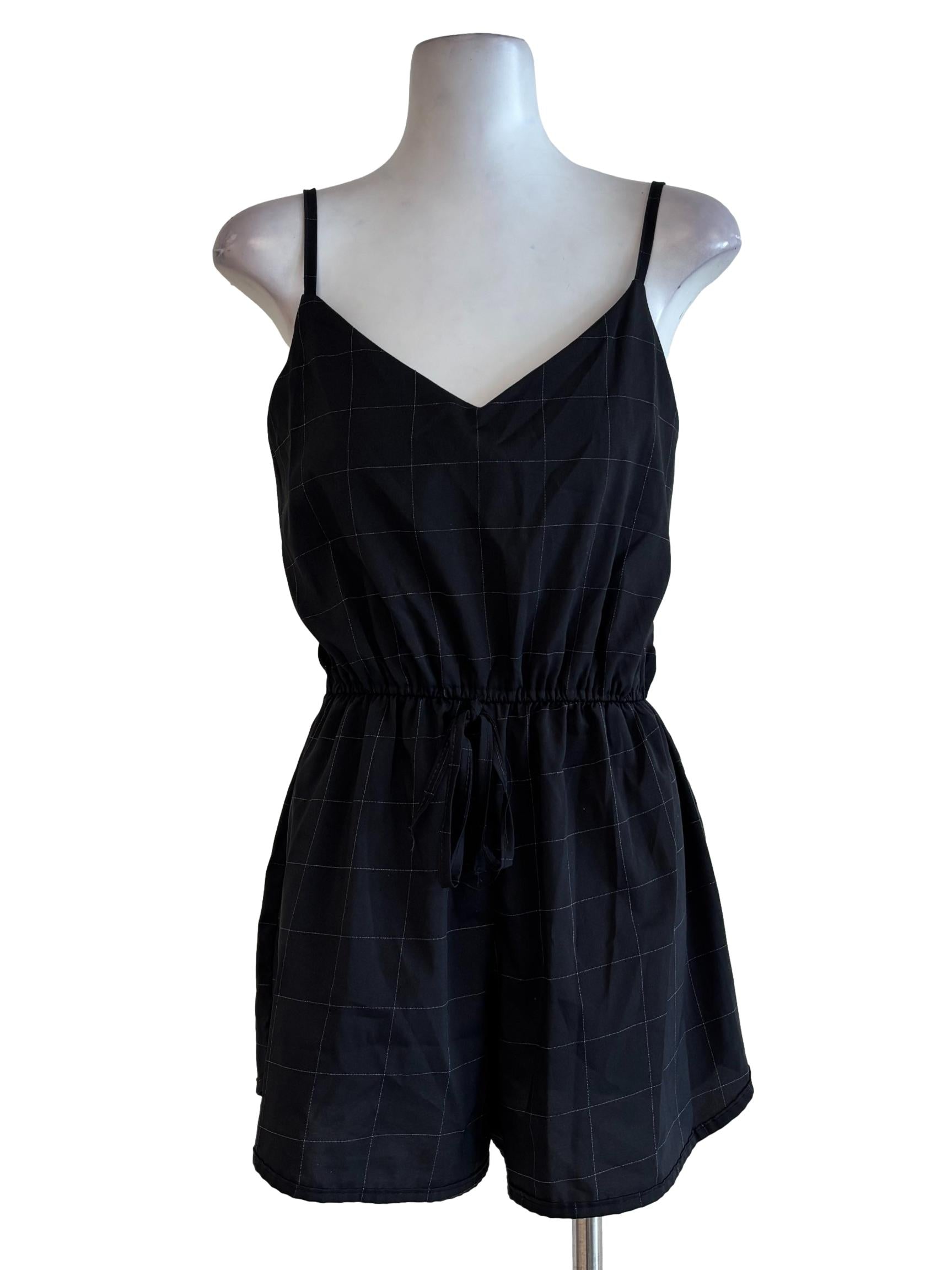 Soft Black Checkered Rompers