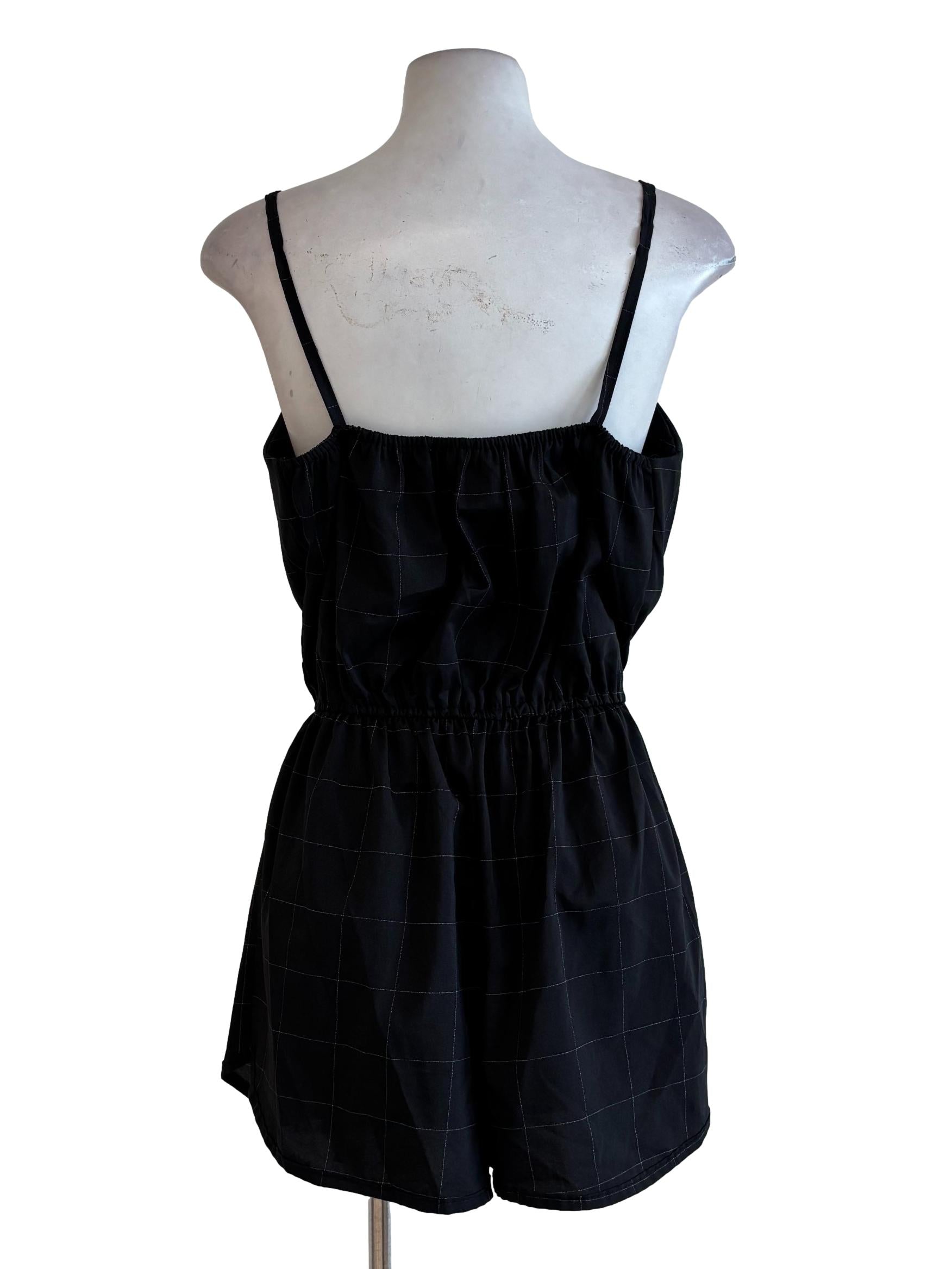 Soft Black Checkered Rompers