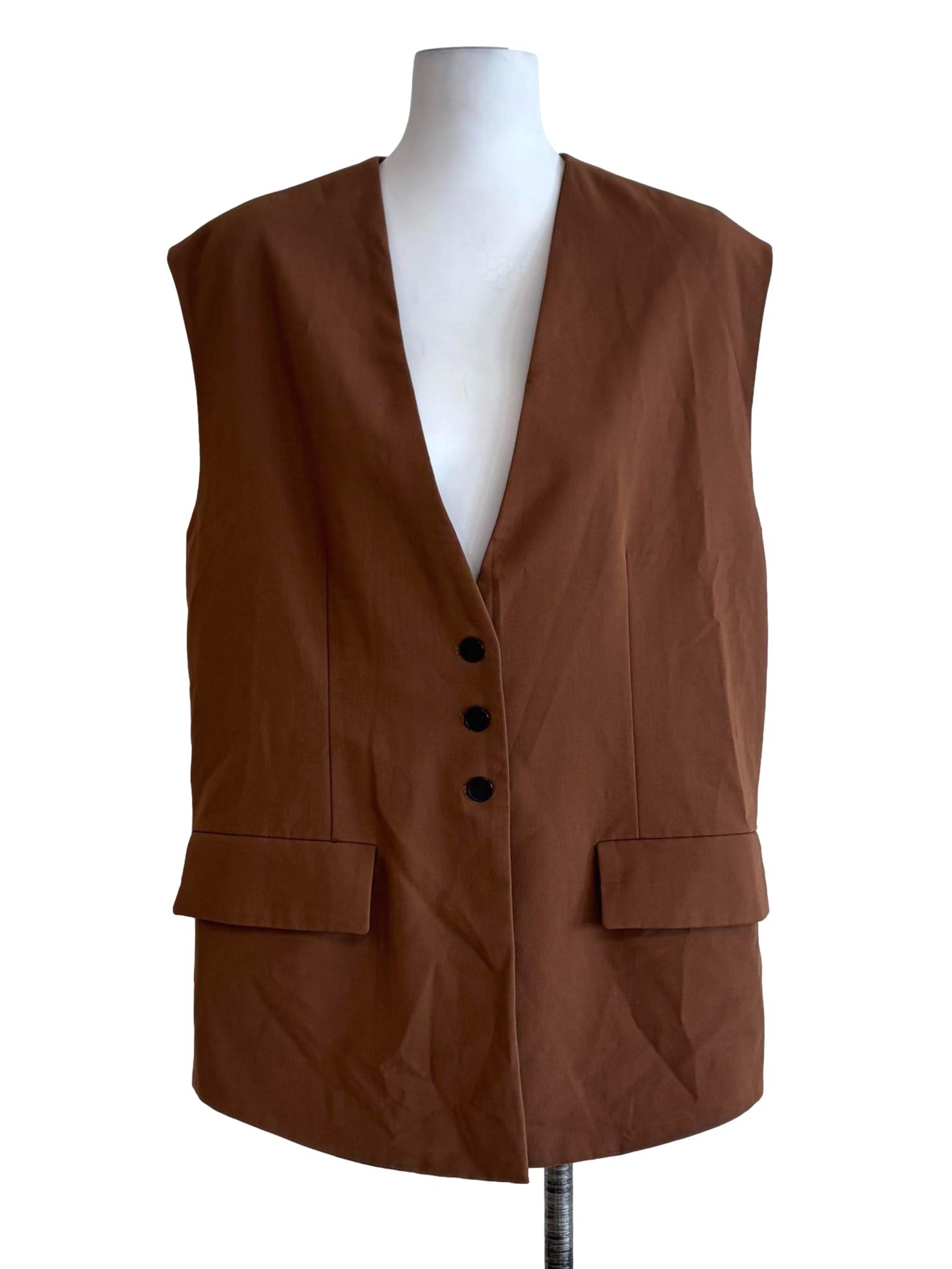 Peanut Brown Sleeveless Blazer