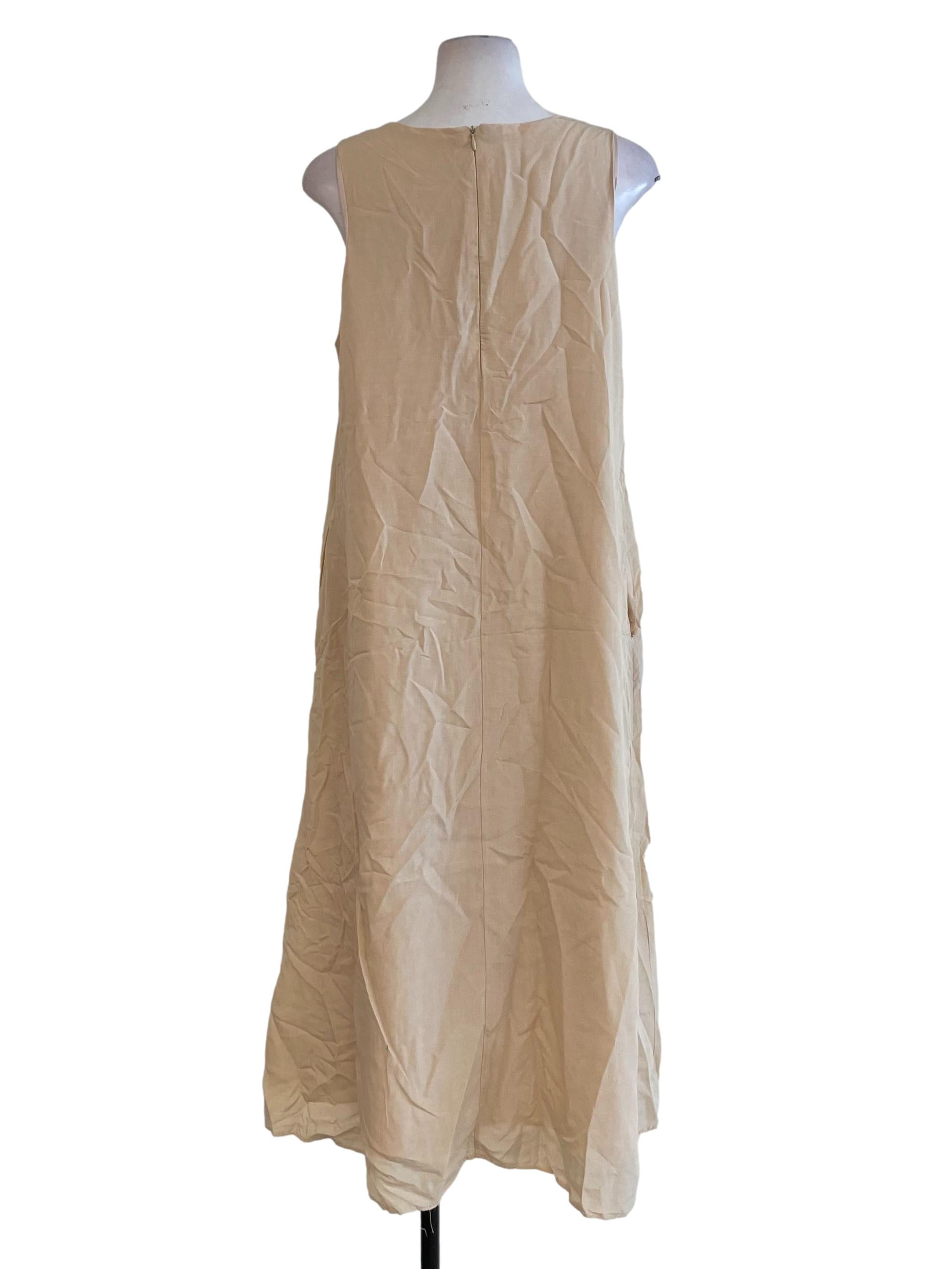Cream Sleeveless Loose Dress