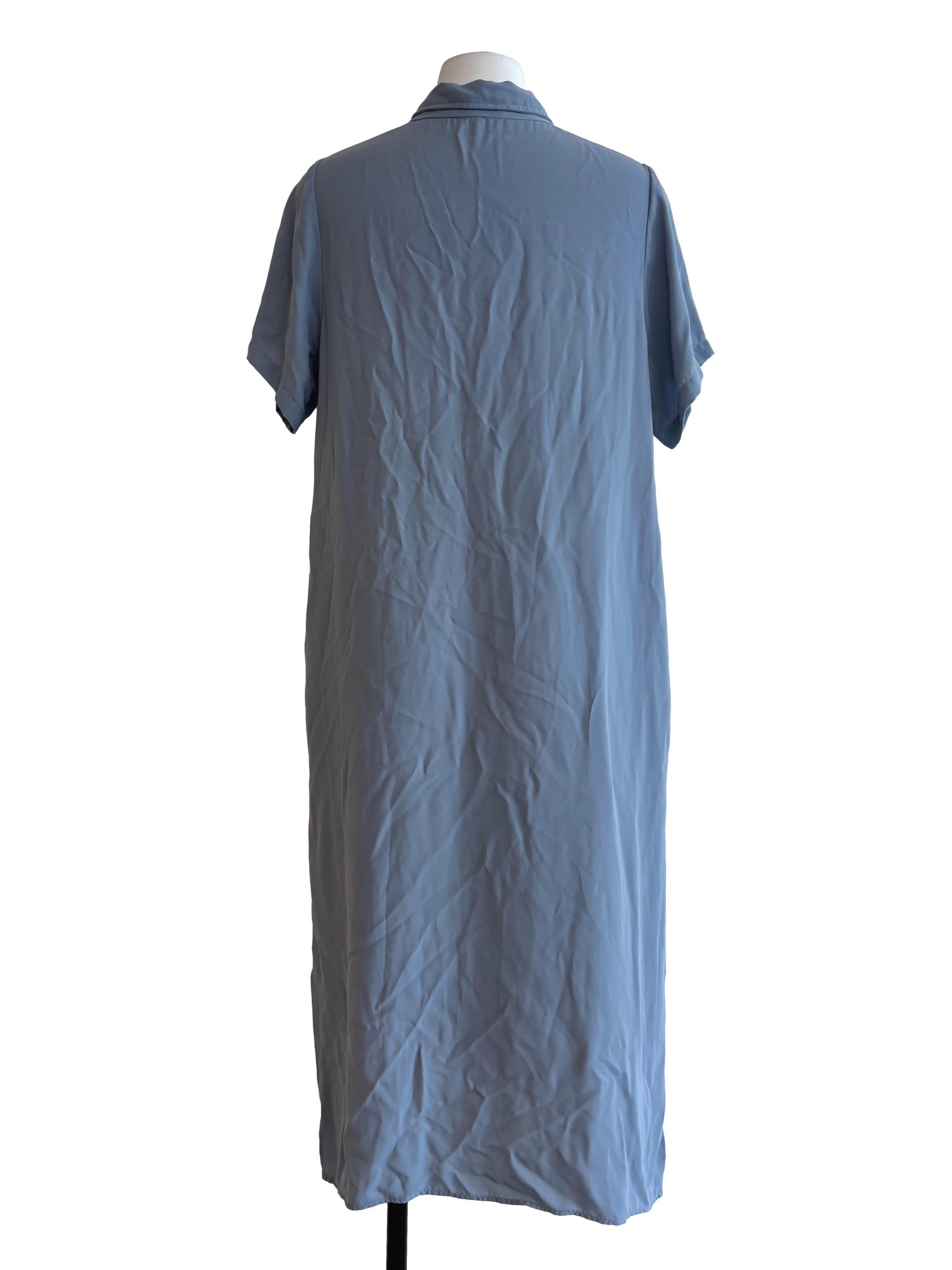 Sky Blue Buttoned Shift Dress