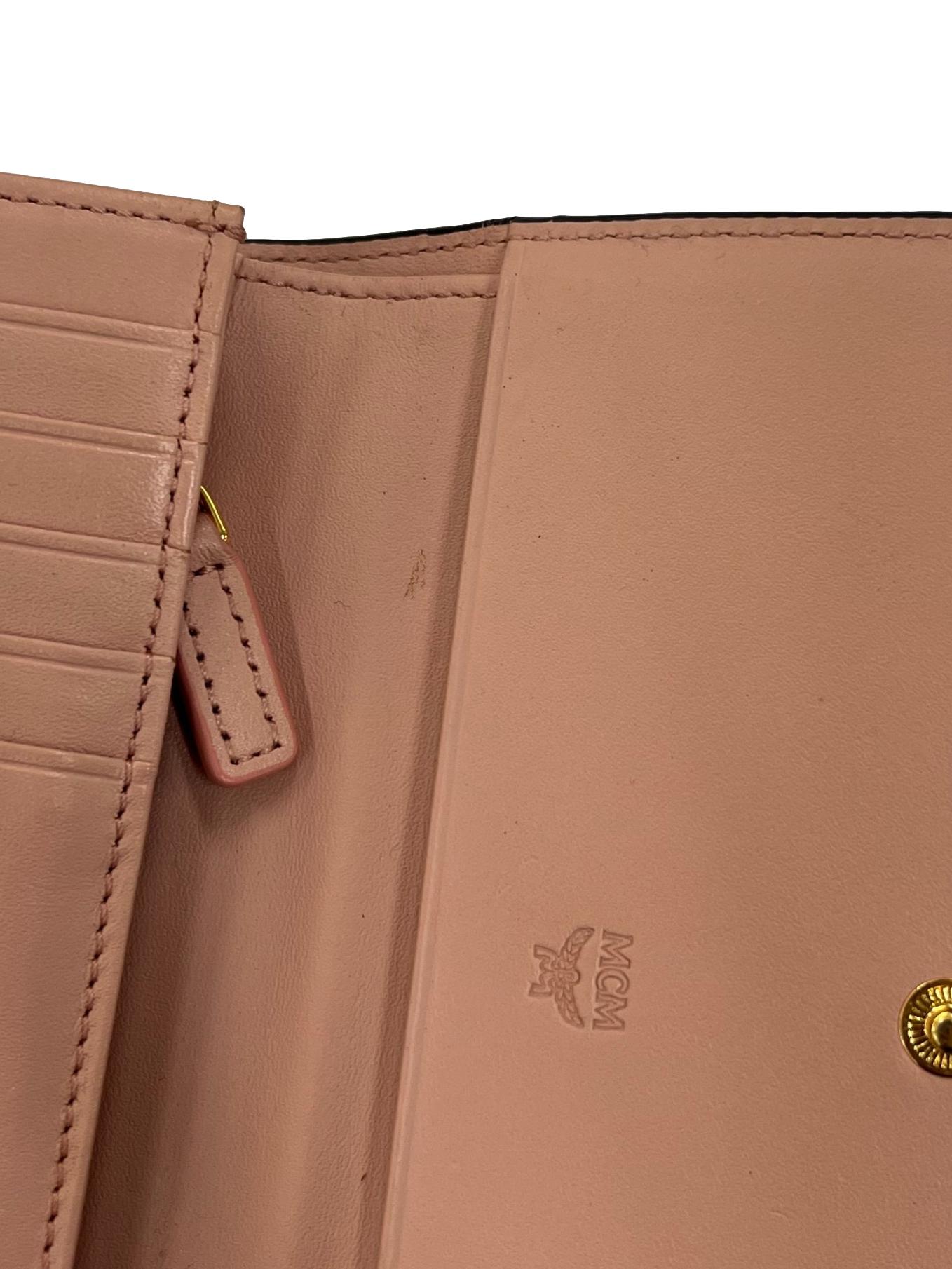 Black With Salmon Pink Interior Semi Long Wallet