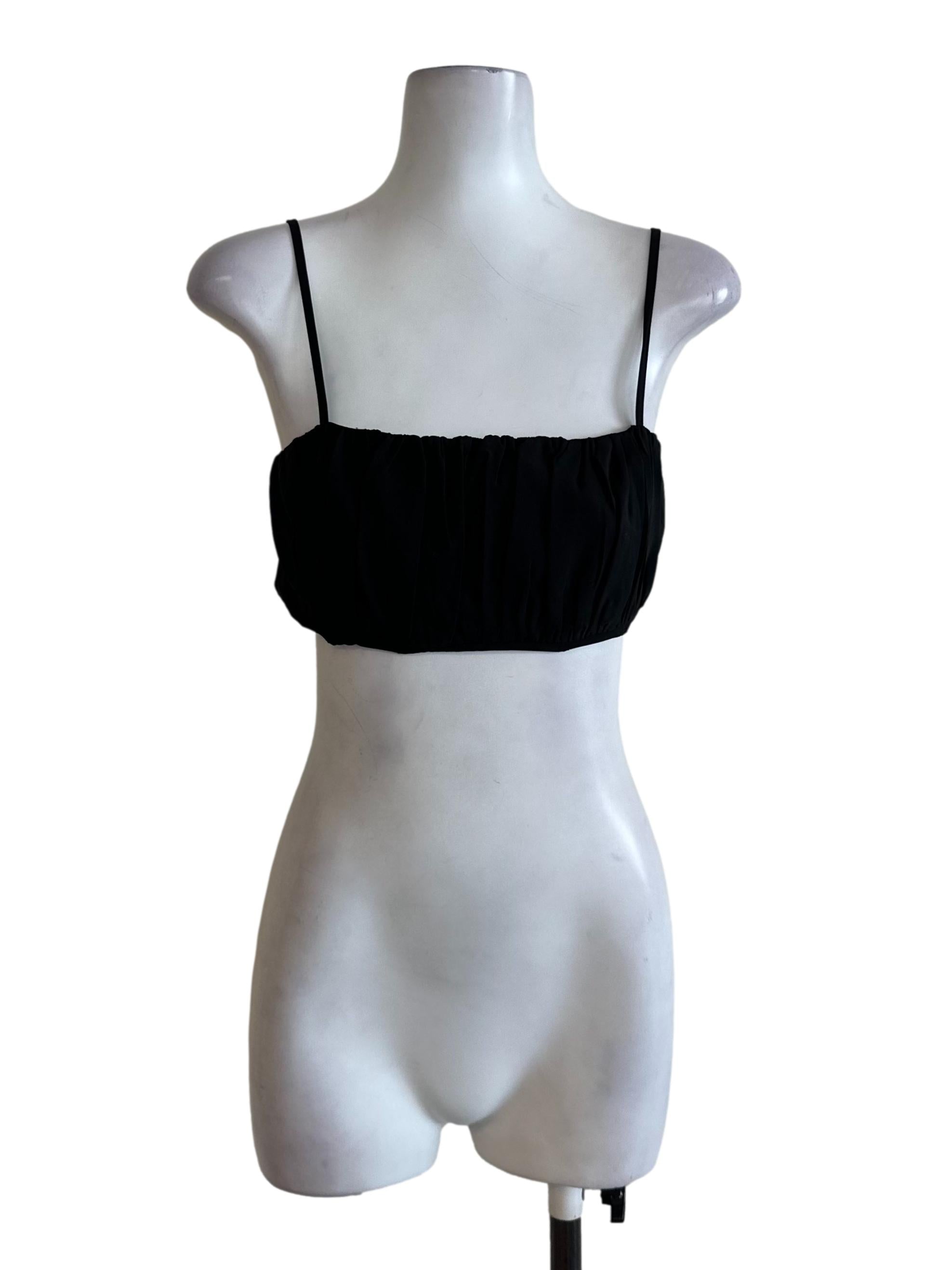 Onyx Black Ruched Crop Top